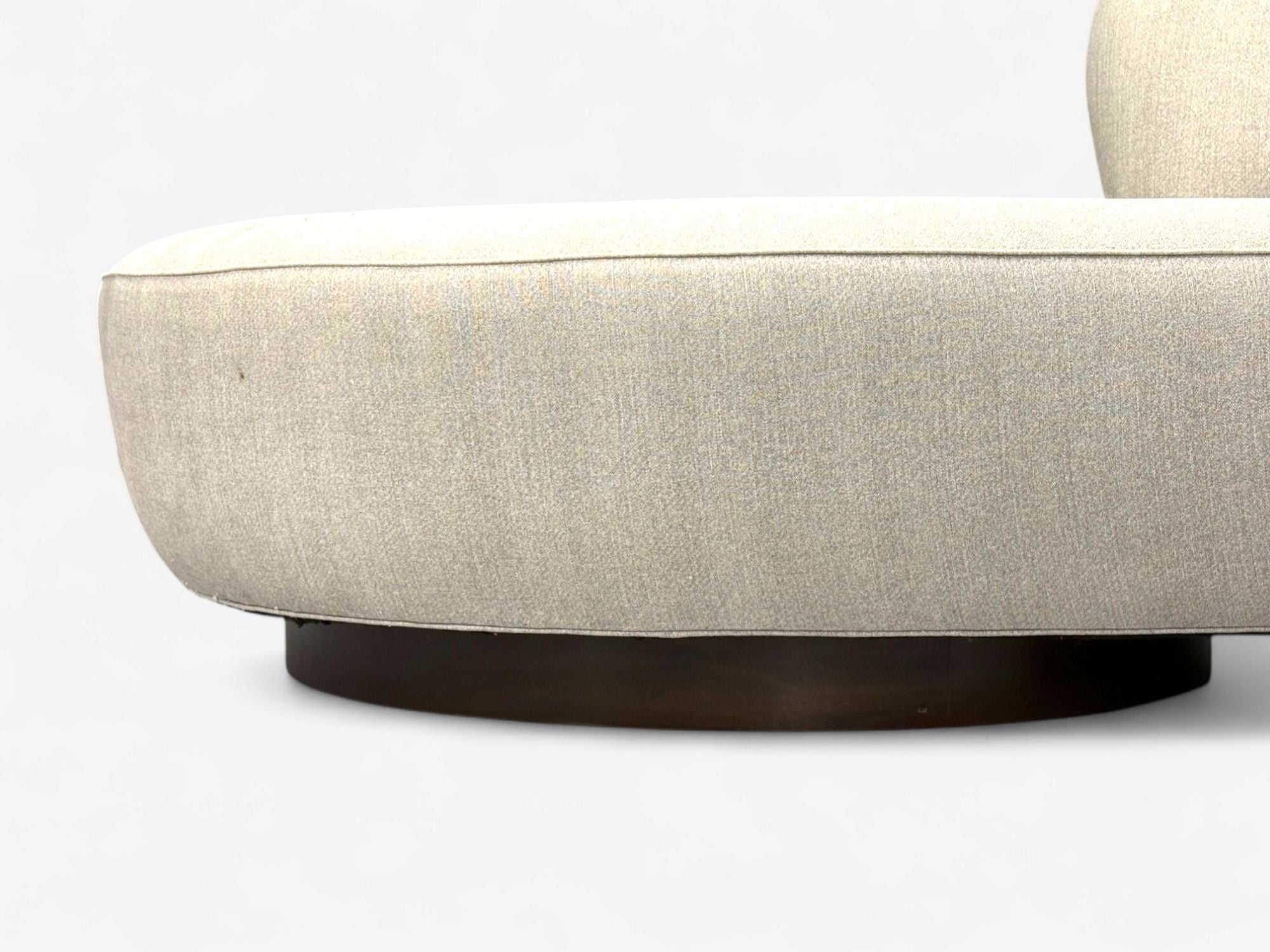 Vladimir Kagan, Walnut, Fabric, Monumental Serpentine Sofa, USA, 2000s