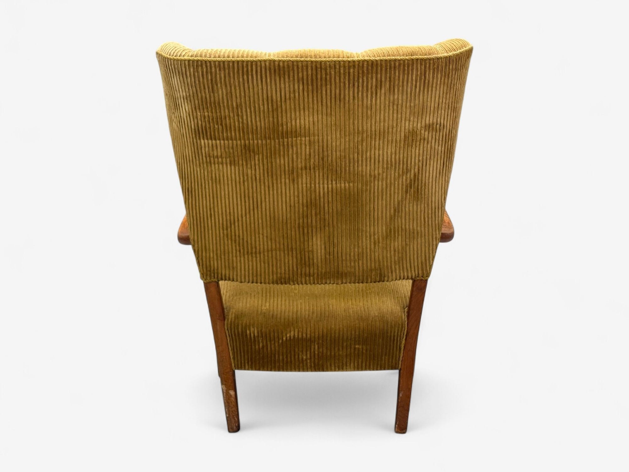 Frits Henningsen, Danish Modern, Corduroy, Wood, Lounge Chair, Denmark, 1940s