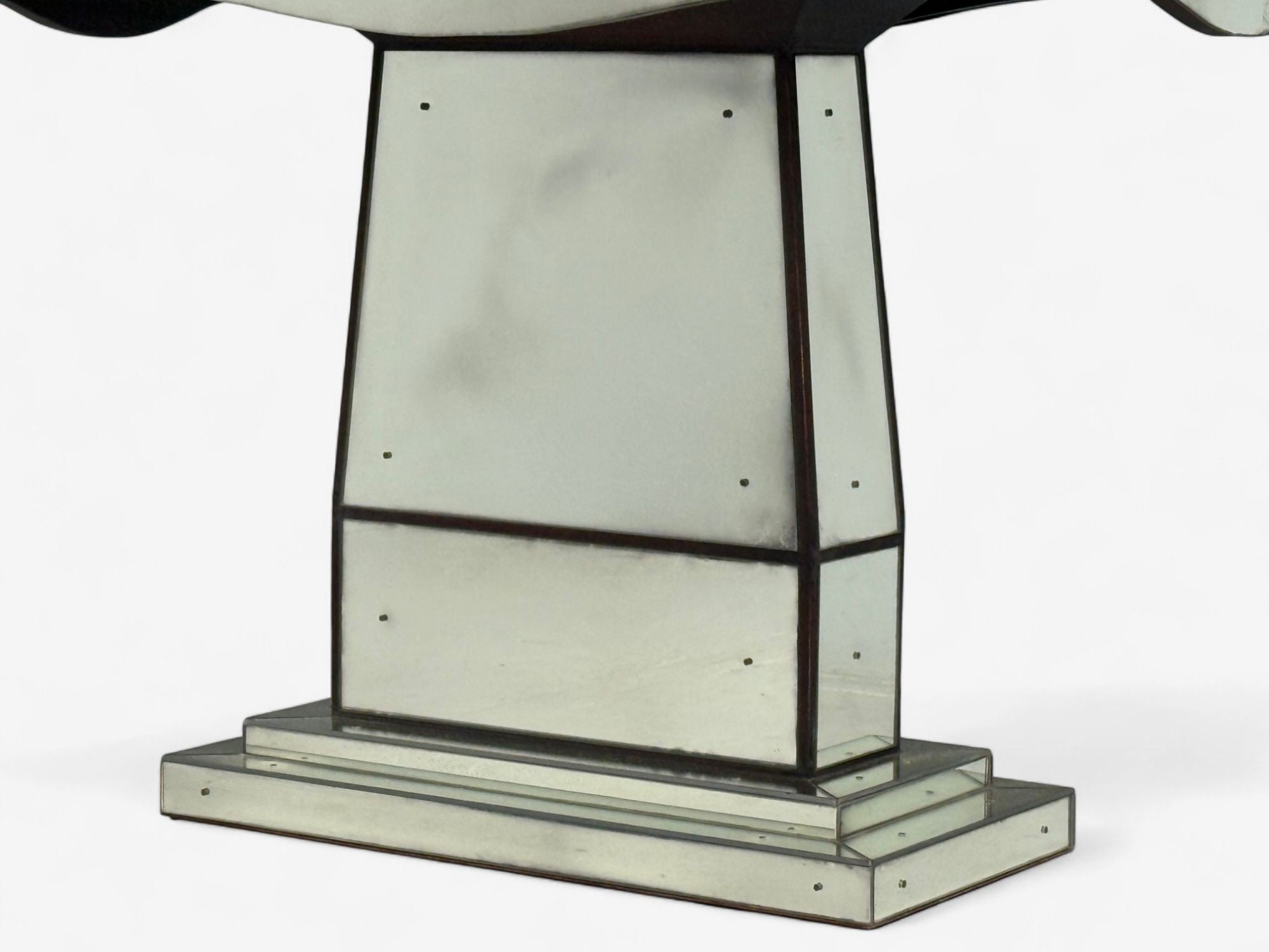 Art Deco Style, Mirrored Console Tables, Painted Wood, Distressed Glass