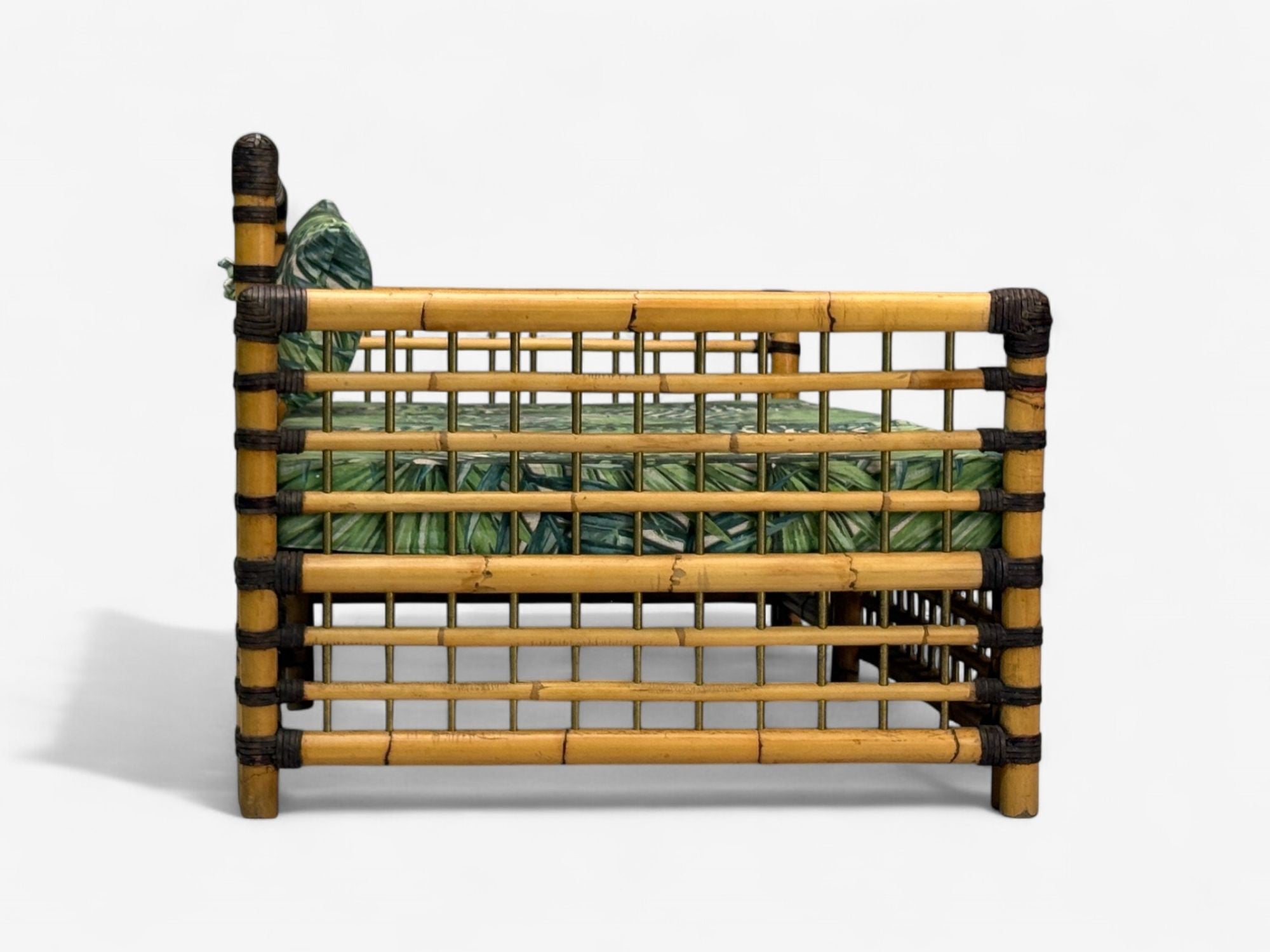 Studio Smania, Italian Modern, Bamboo, Cane, Fabric, Sofa, Italy, 1970s