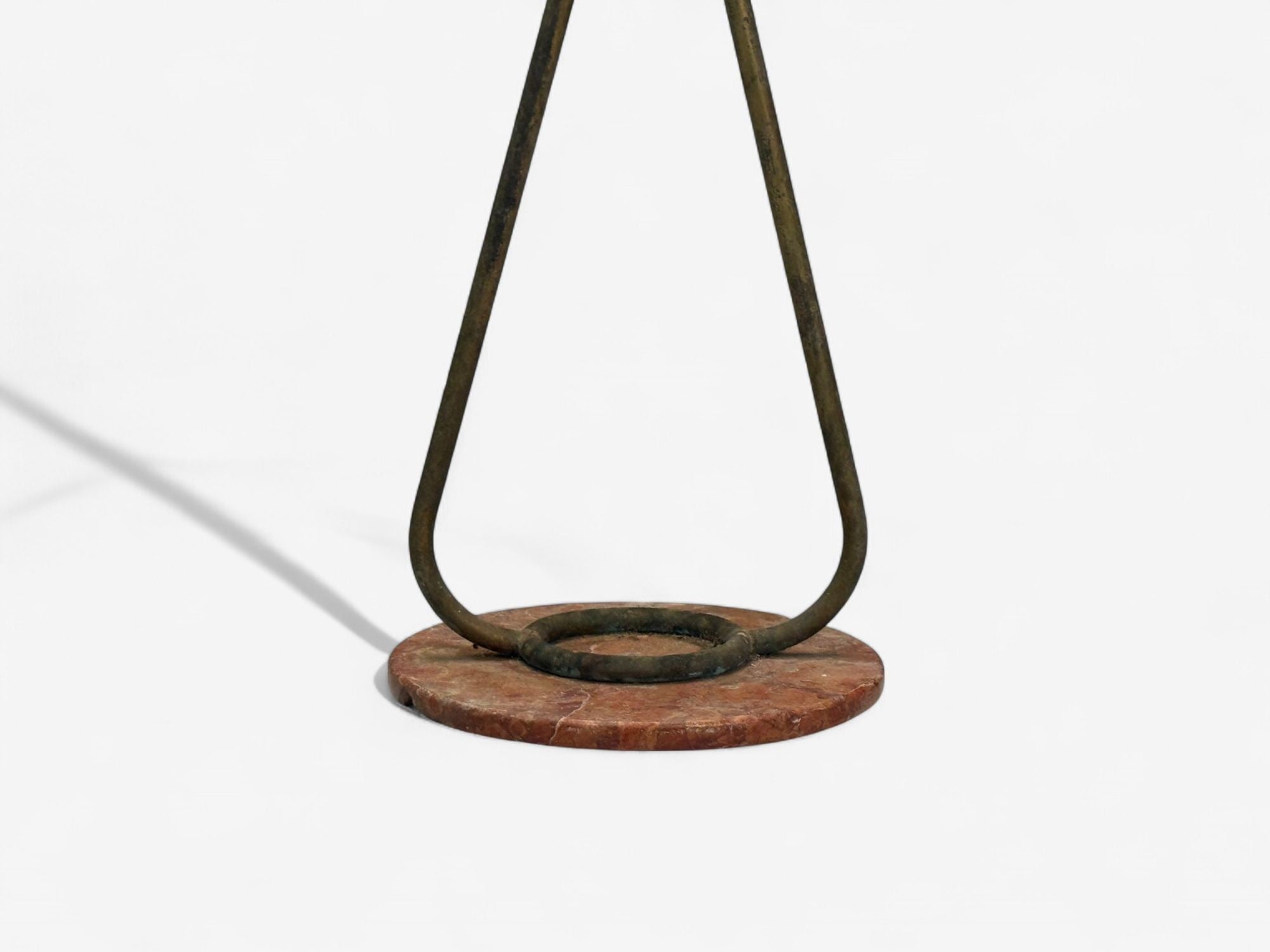 Italian Modern, Painted Enamel, Brass, Marble, Floor Lamp, Italy, 1940s