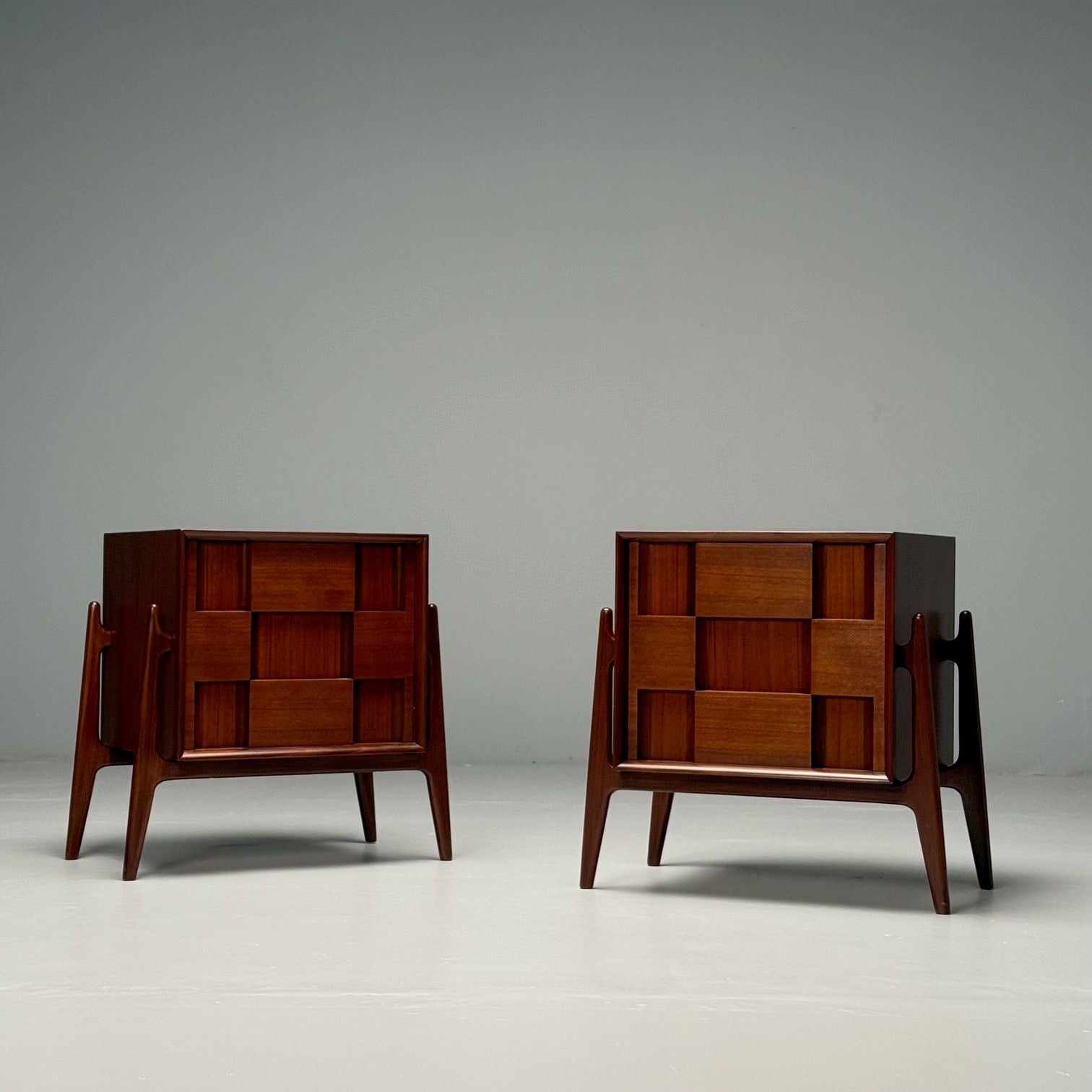 Jorgen Clausen, Danish Mid-Century Modern, Sculptural Nightstands, Teak, 1960s