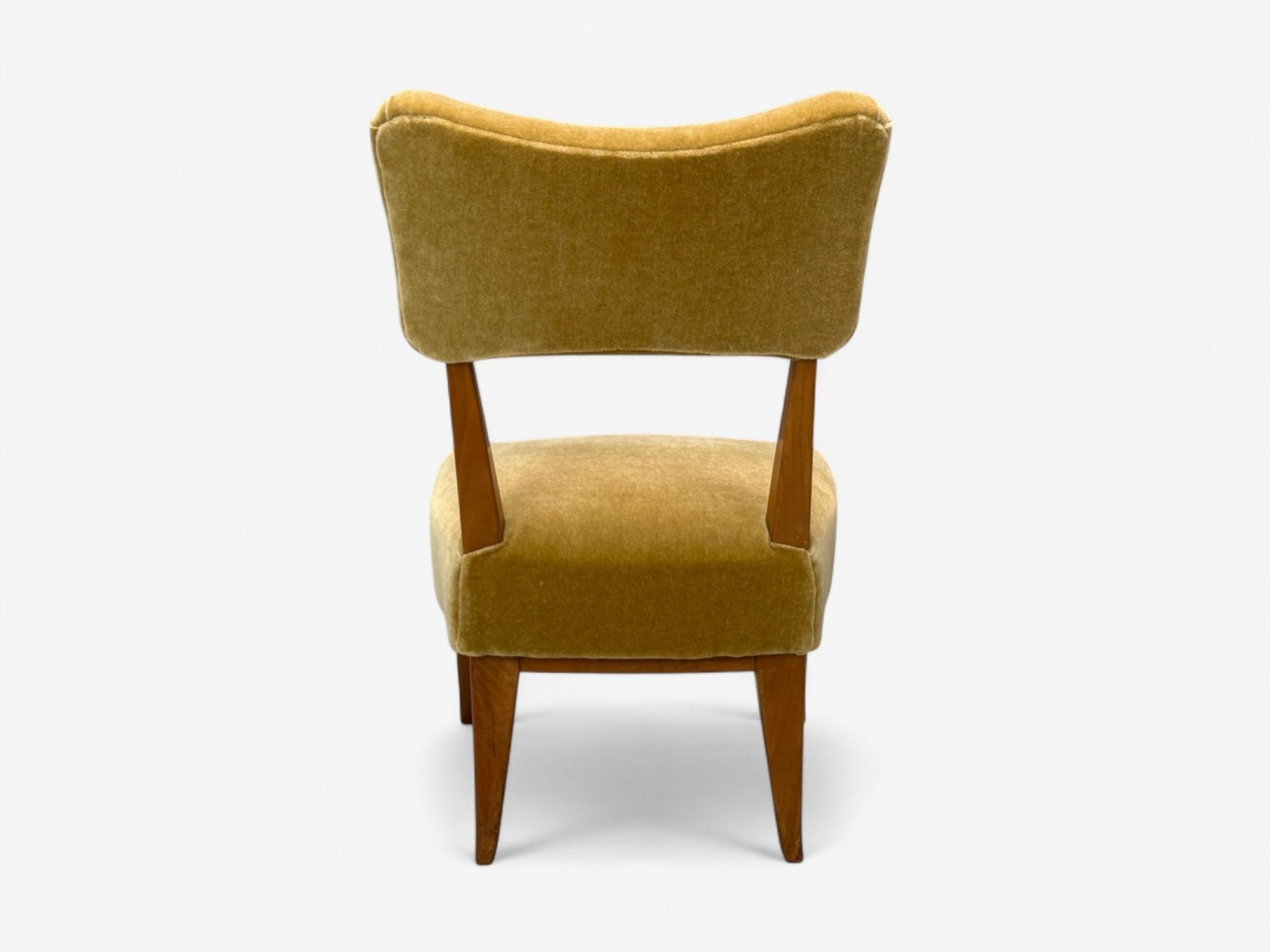 Guglielmo Pecorini, Stained Wood, Camel Mohair, Low Lounge Chair, Italy, 1950s