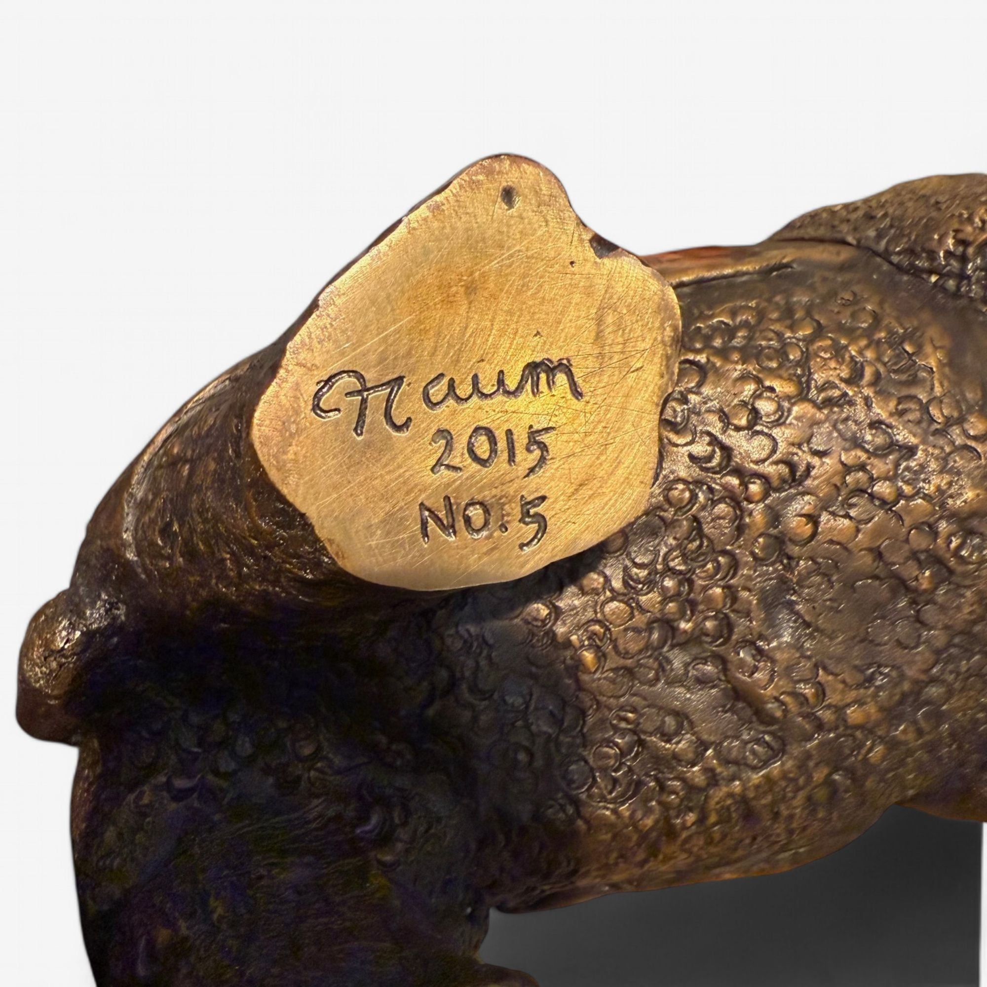 Modern Asian Rhino Sculpture, Hot Cast Bronze, American, 21st C.