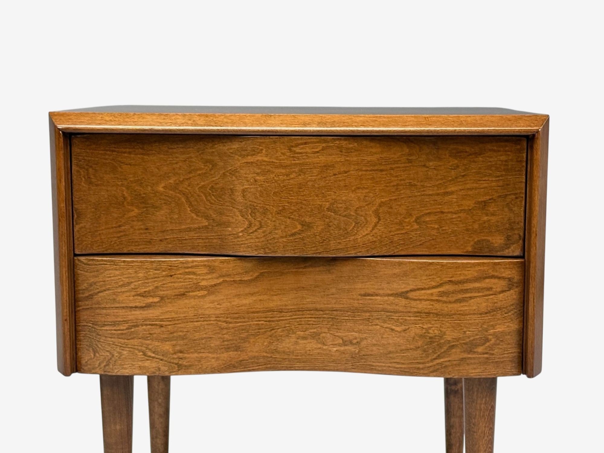 Edmond J Spence, Swedish Modern, Maple, Rare Wave Nightstands, 1950s