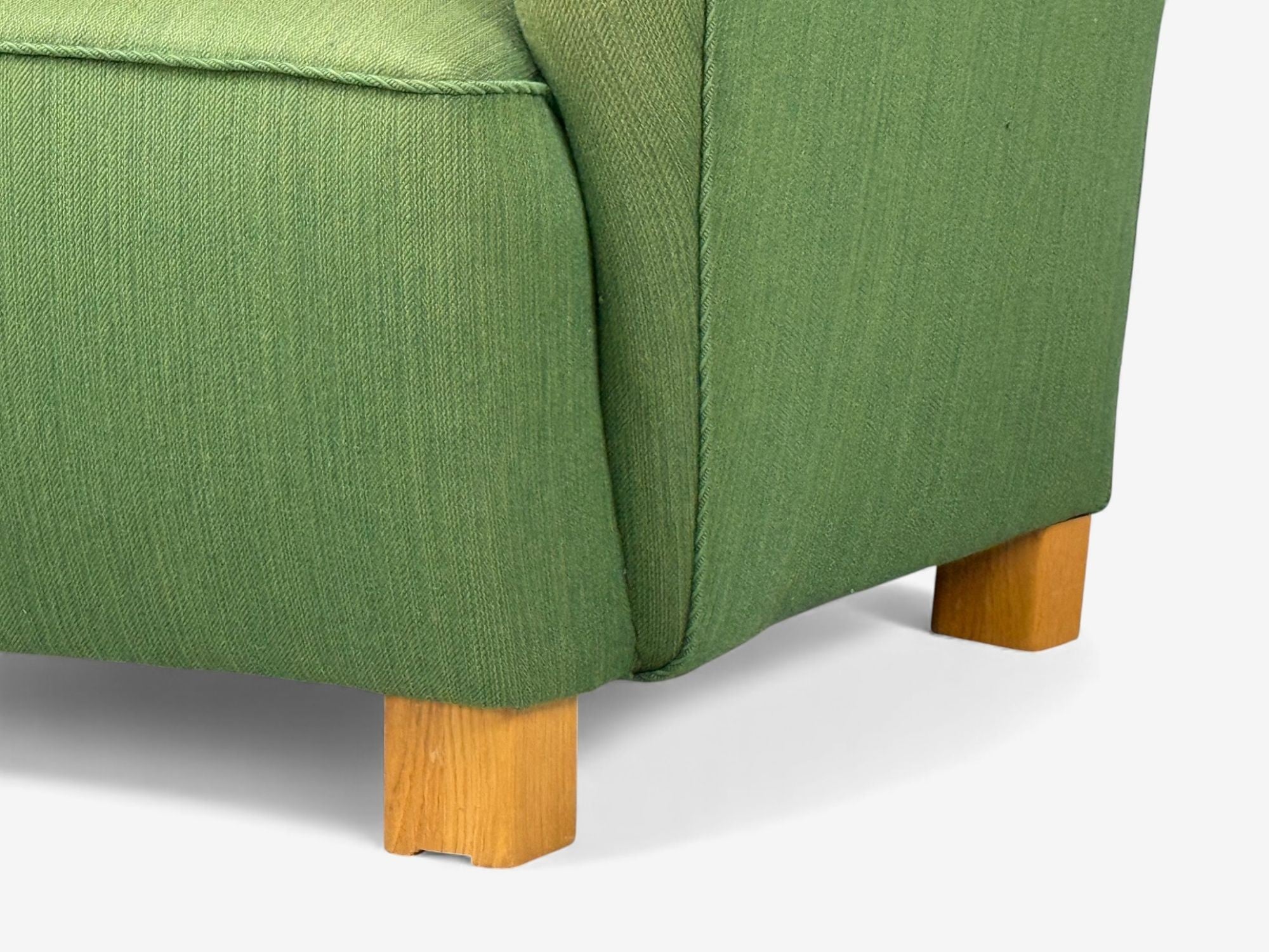 Danish Cabinetmaker, Fabric, Wood, Monumental Banana Sofa, Denmark, 1960s