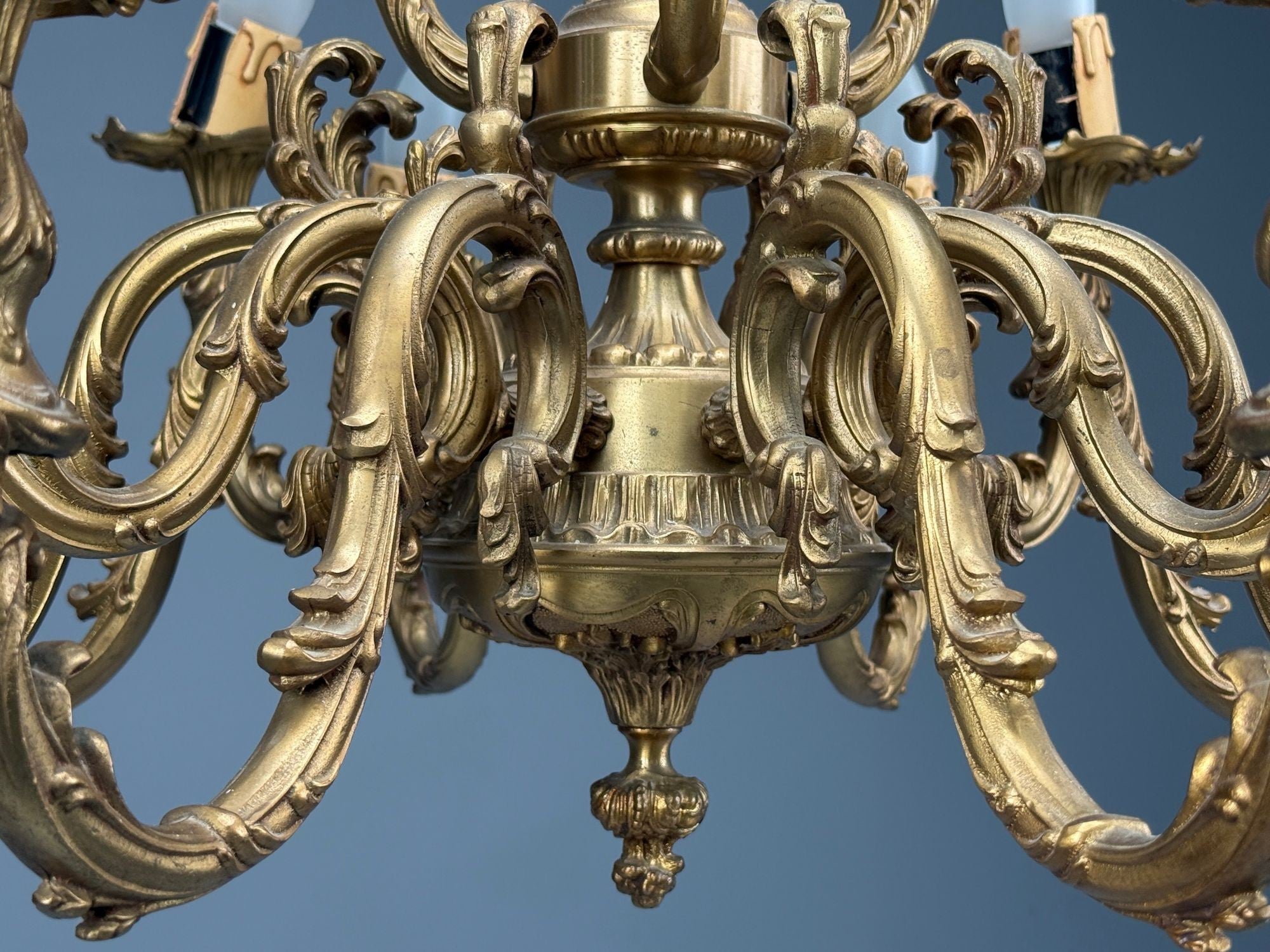Baroque, Scroll Form Chandelier, Dore Bronze, France, 19th/20th Century
