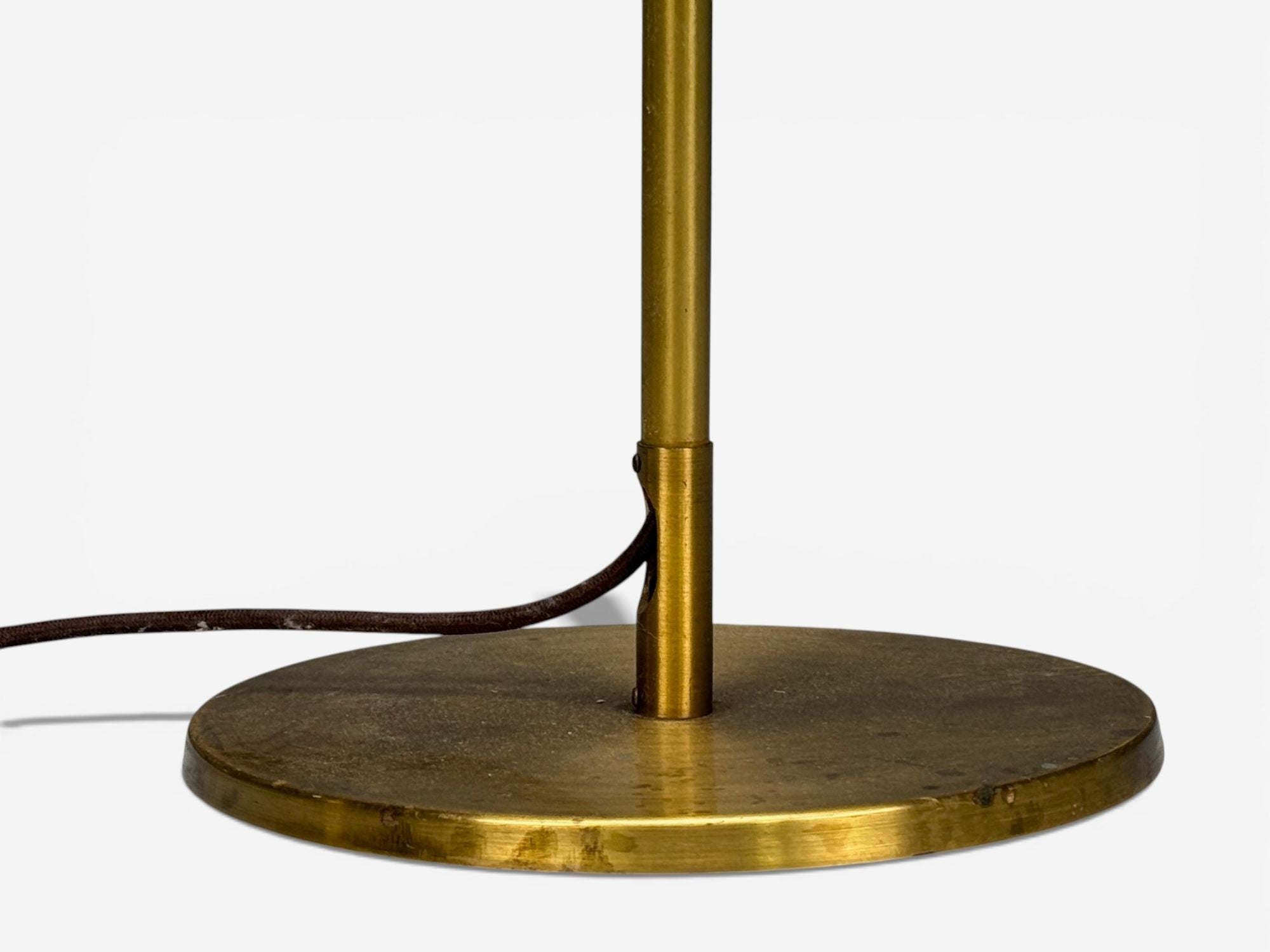 H.W. Armatur, Swedish Modern, Floor Lamp, Brass, Fabric, Sweden, 1940s