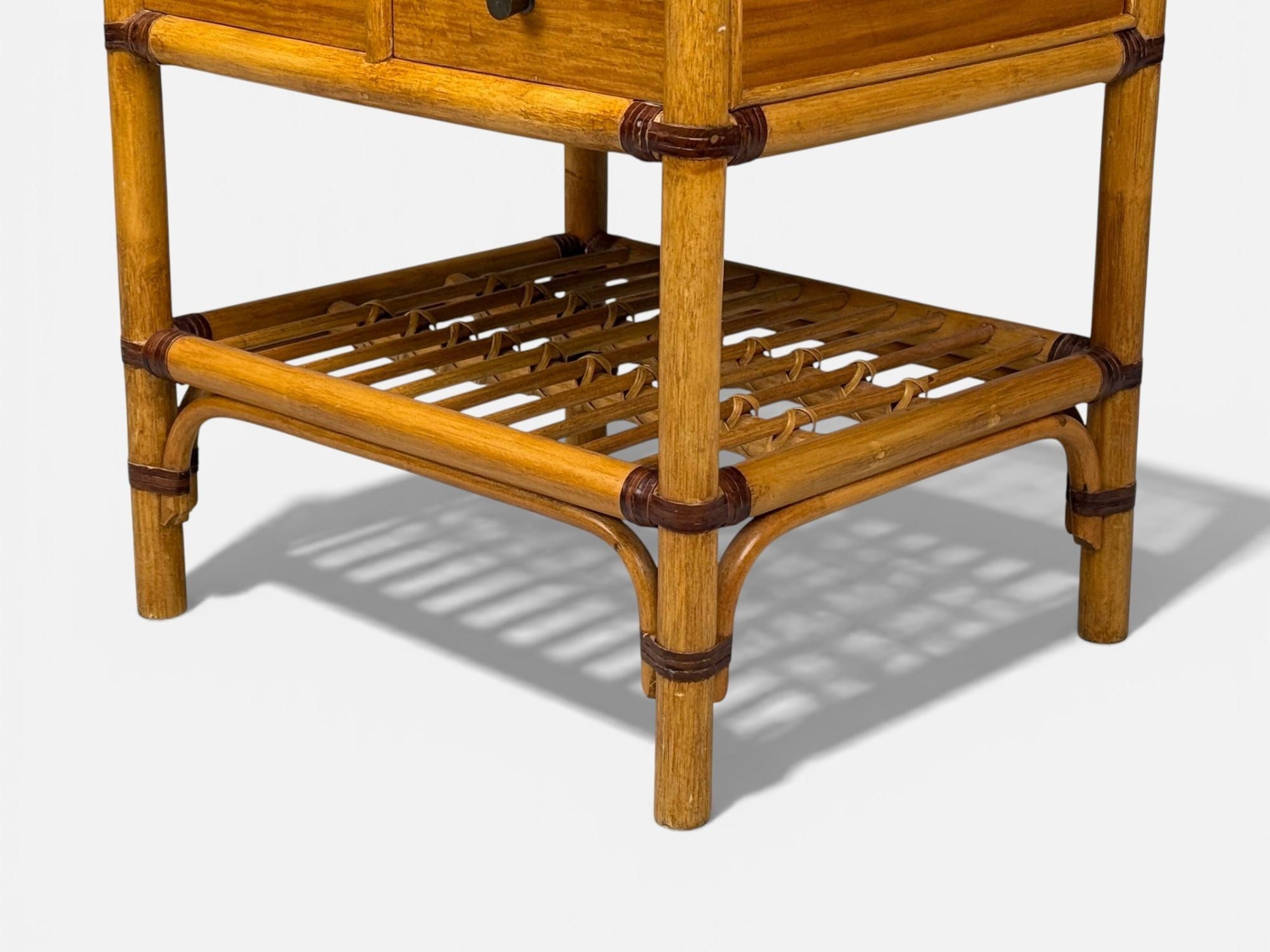 Kenneth Bergenblad, Nightstands, Bamboo, Rattan, Brass, Sweden, 1970s