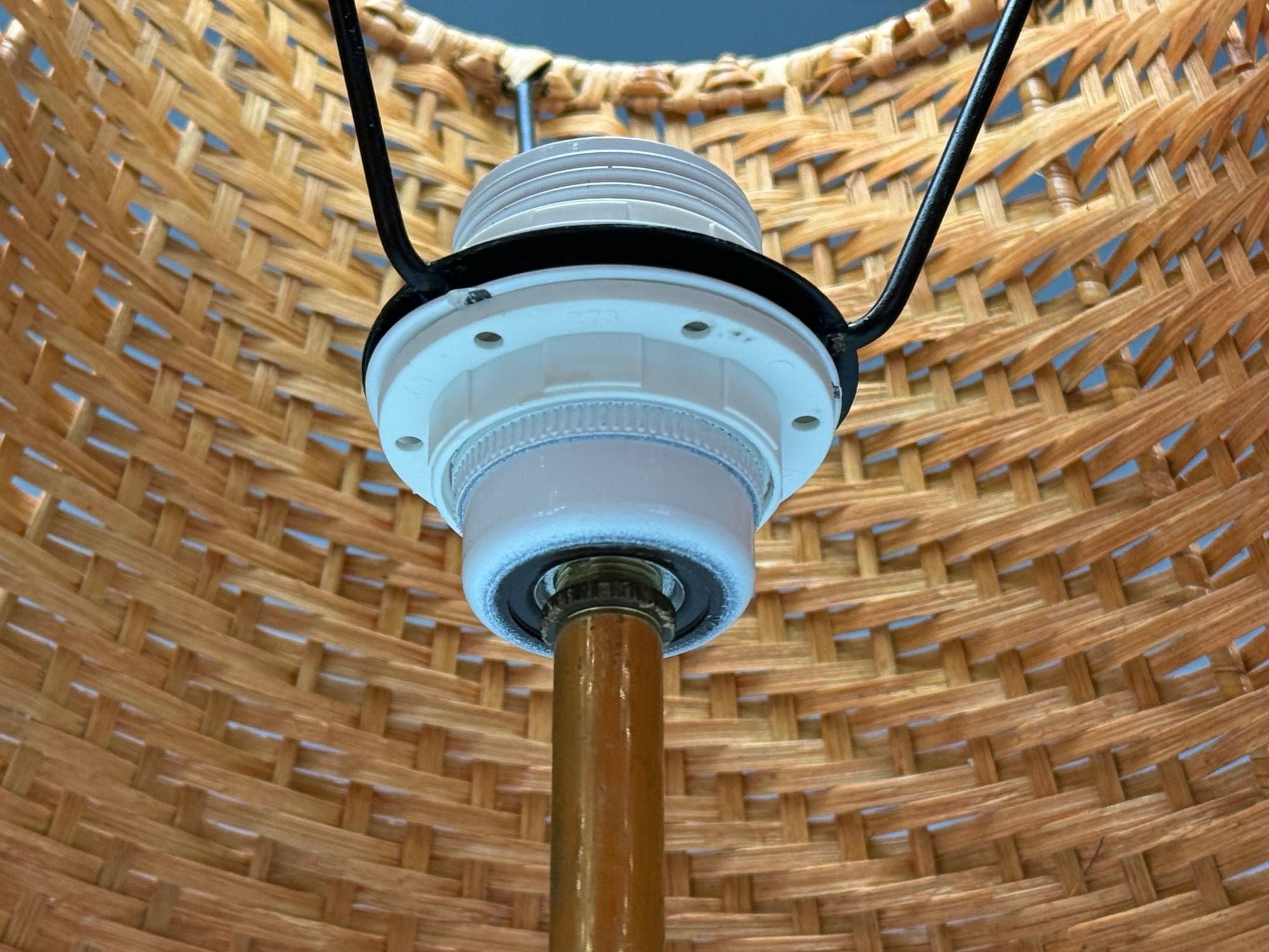 Falkenbergs Belysning, Floor Lamp, Brass, Rattan, Sweden, 1950s