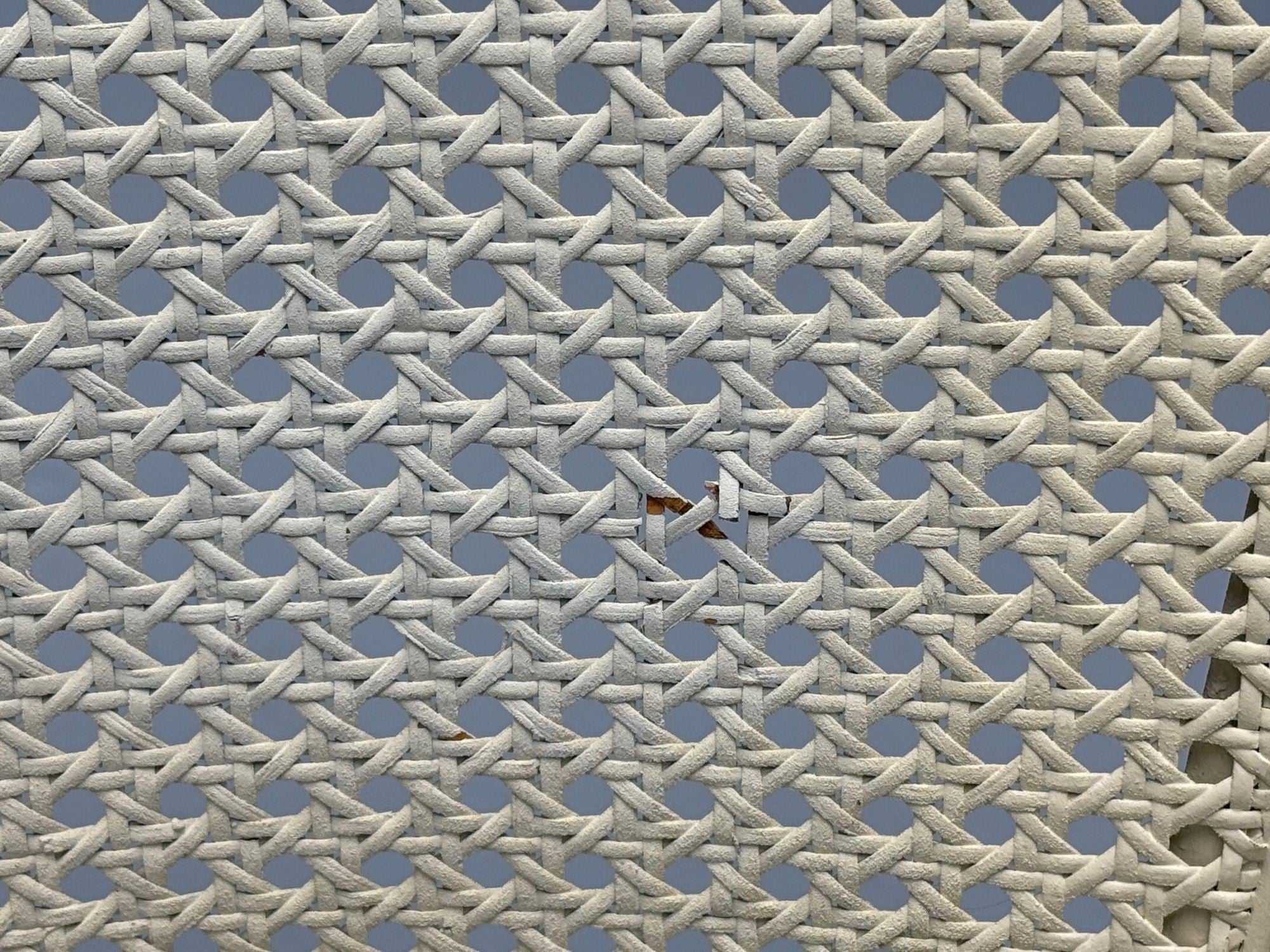 Louis XVI Style, Barrel Back Occasional Chair, Cream Painted Wood, Cane, 1960s