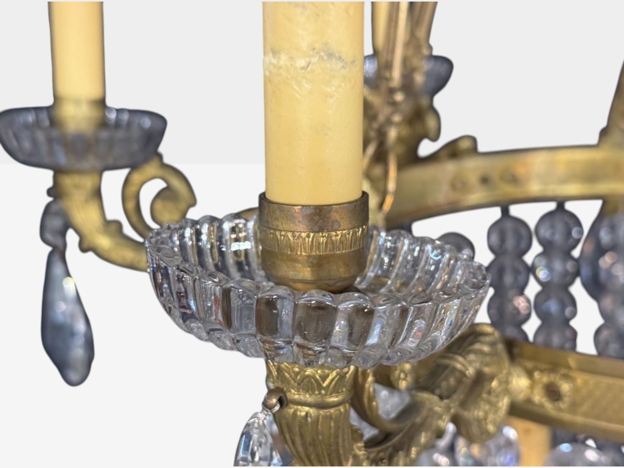 Neoclassical, Bronze, Crystal, Nine Light Chandelier, France, 19th c.