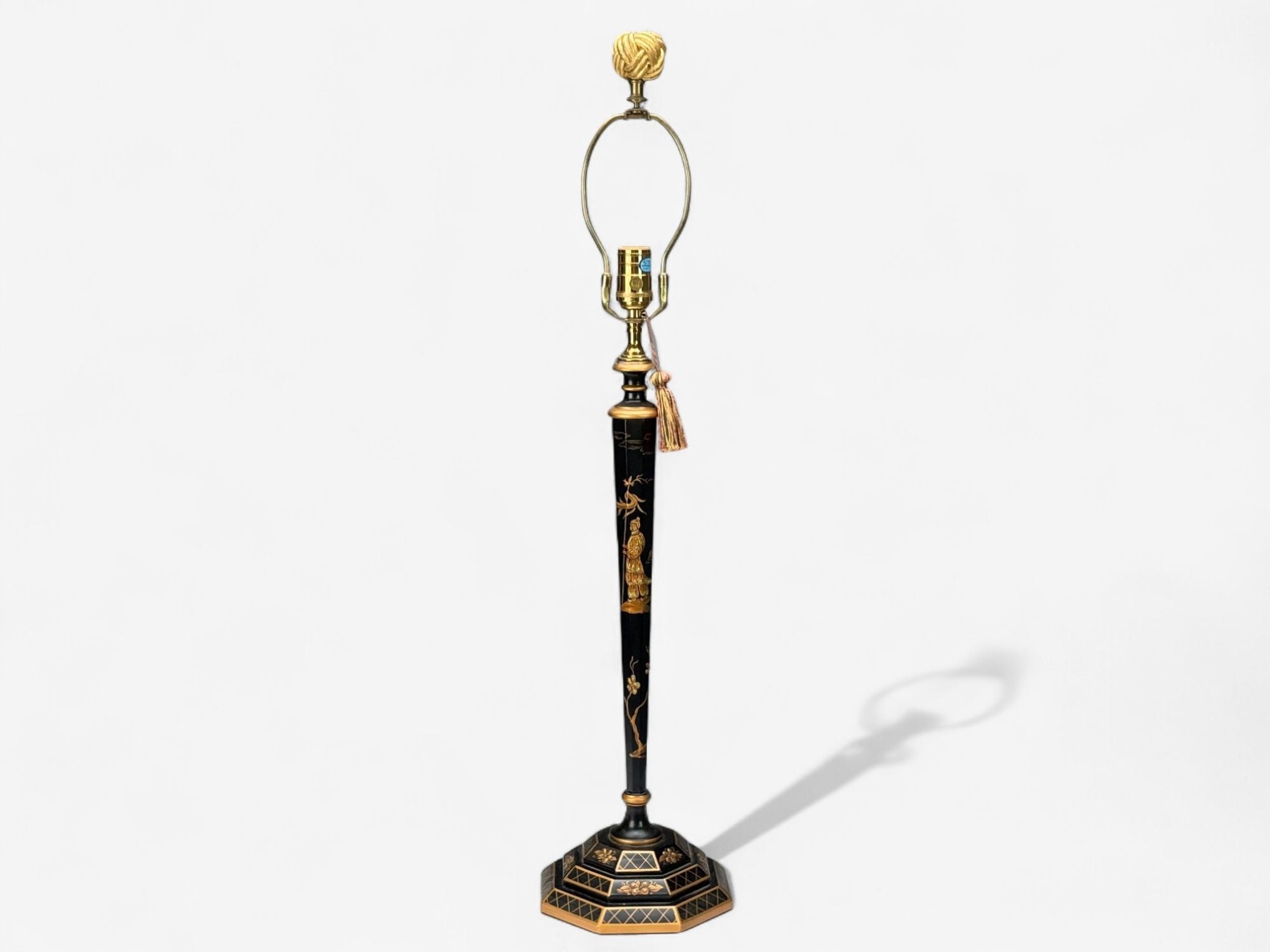 Chinoiserie, Painted Wood, Gilt, Ebonized Table Lamps, USA, 1970s