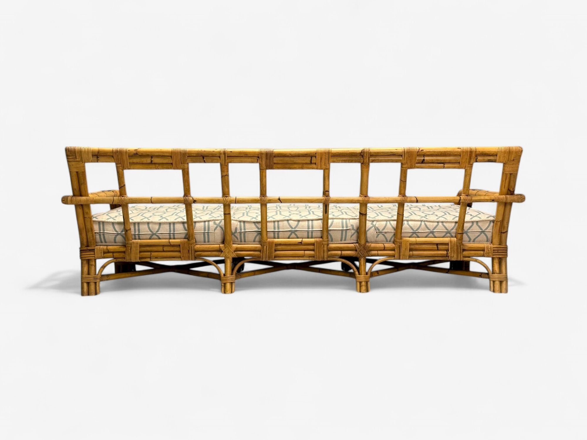 Bielecky Brothers, Modern, Large Three Seater Sofa, Rattan, Bamboo, USA, 21st C.