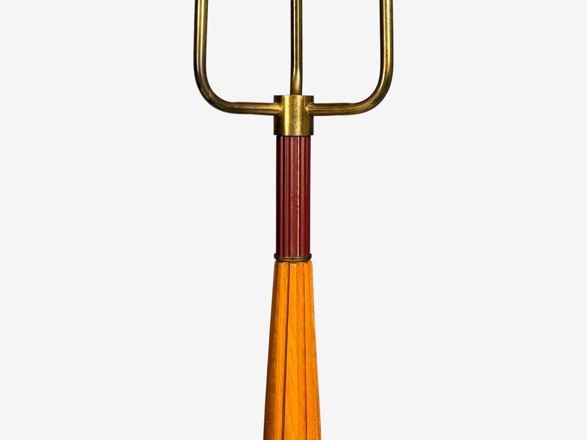 Swedish Modern, Adjustable Floor Lamp, Wood, Metal, Sweden, 1950s