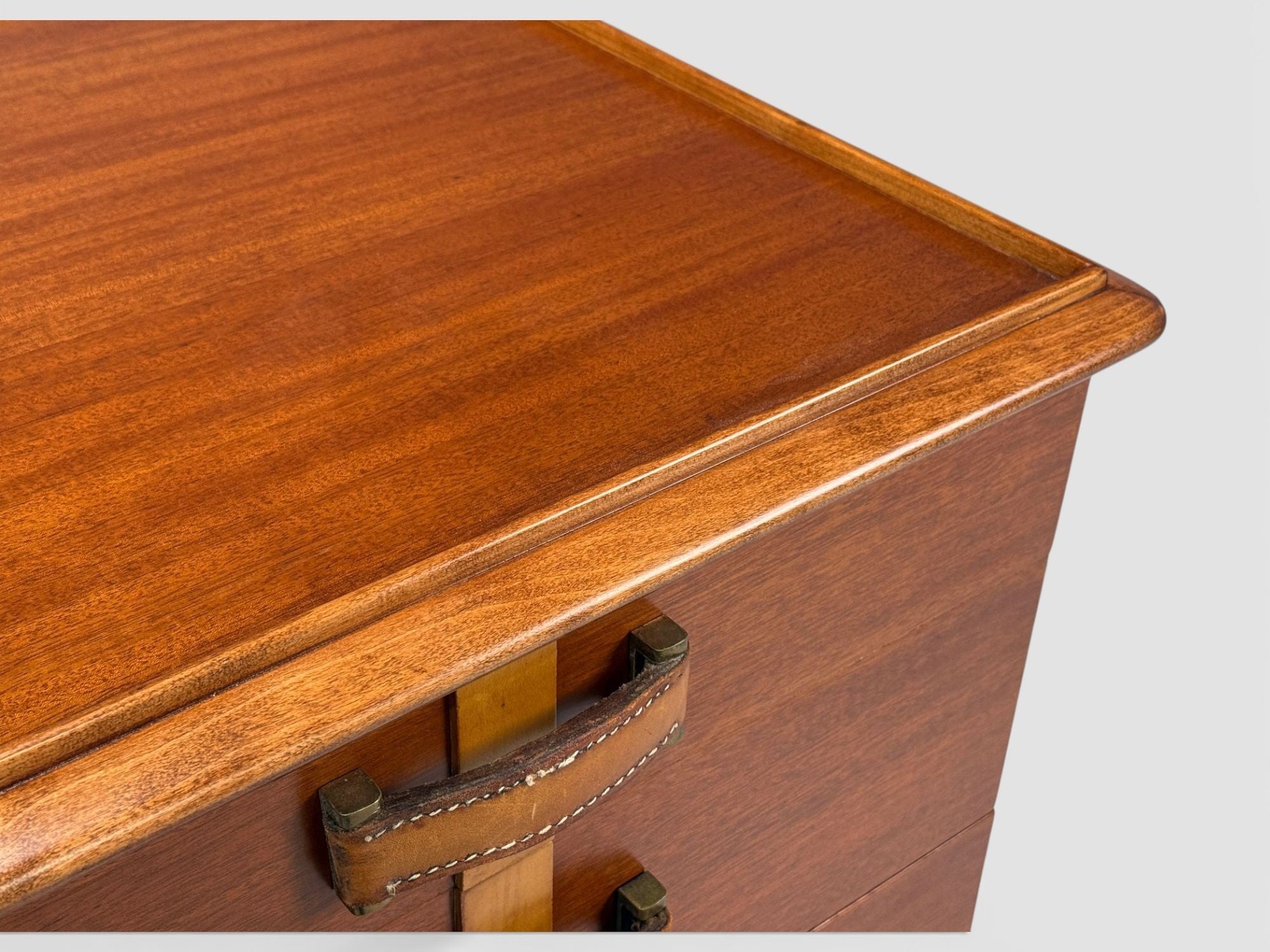 Paul Frankl, Rare Nightstands, Mahogany, Rock Maple, Brass, Leather, USA, 1950s