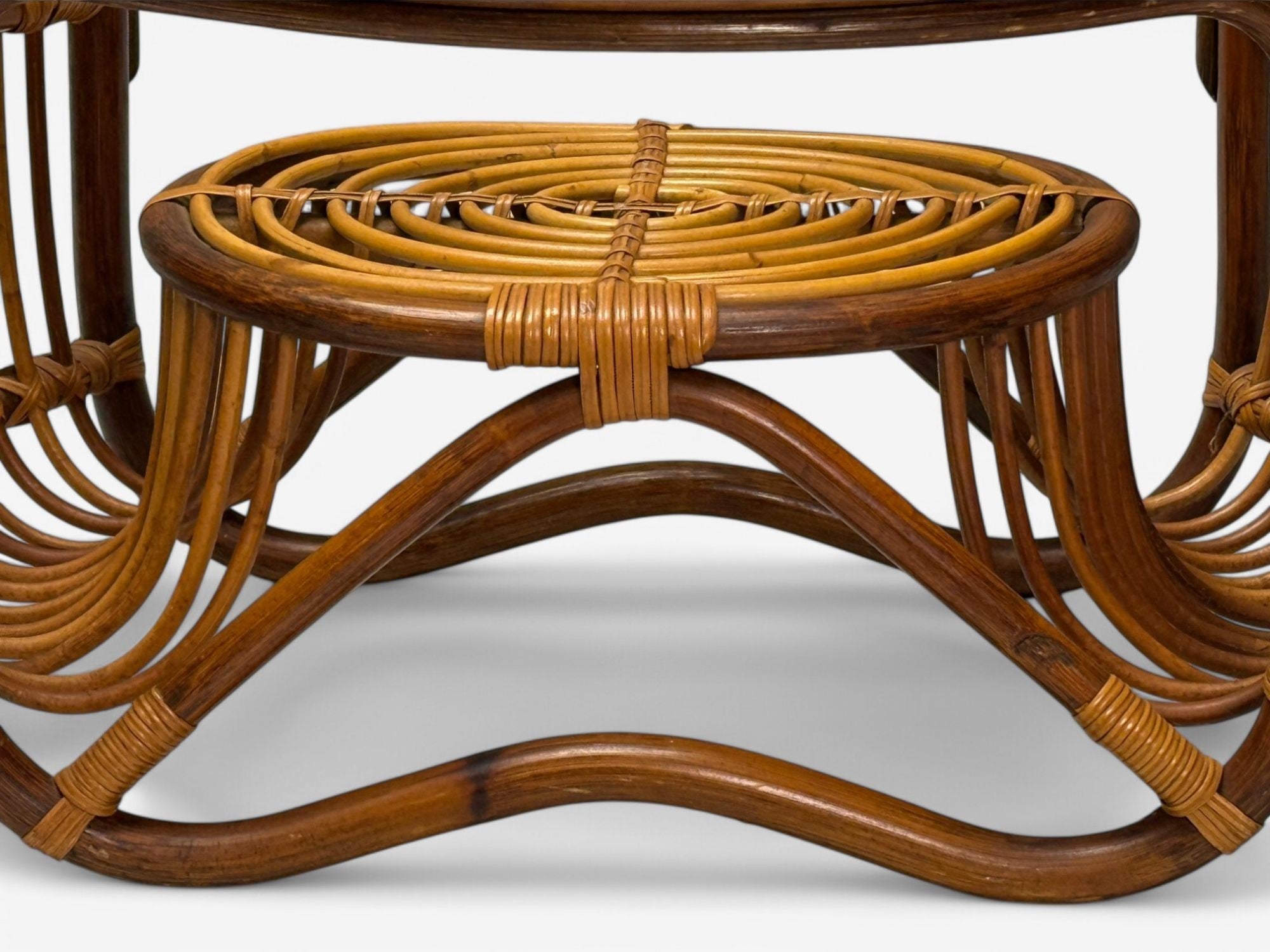 Franco Albini Style, Italian Mid-Century Modern, Side Tables, Bamboo, Rattan