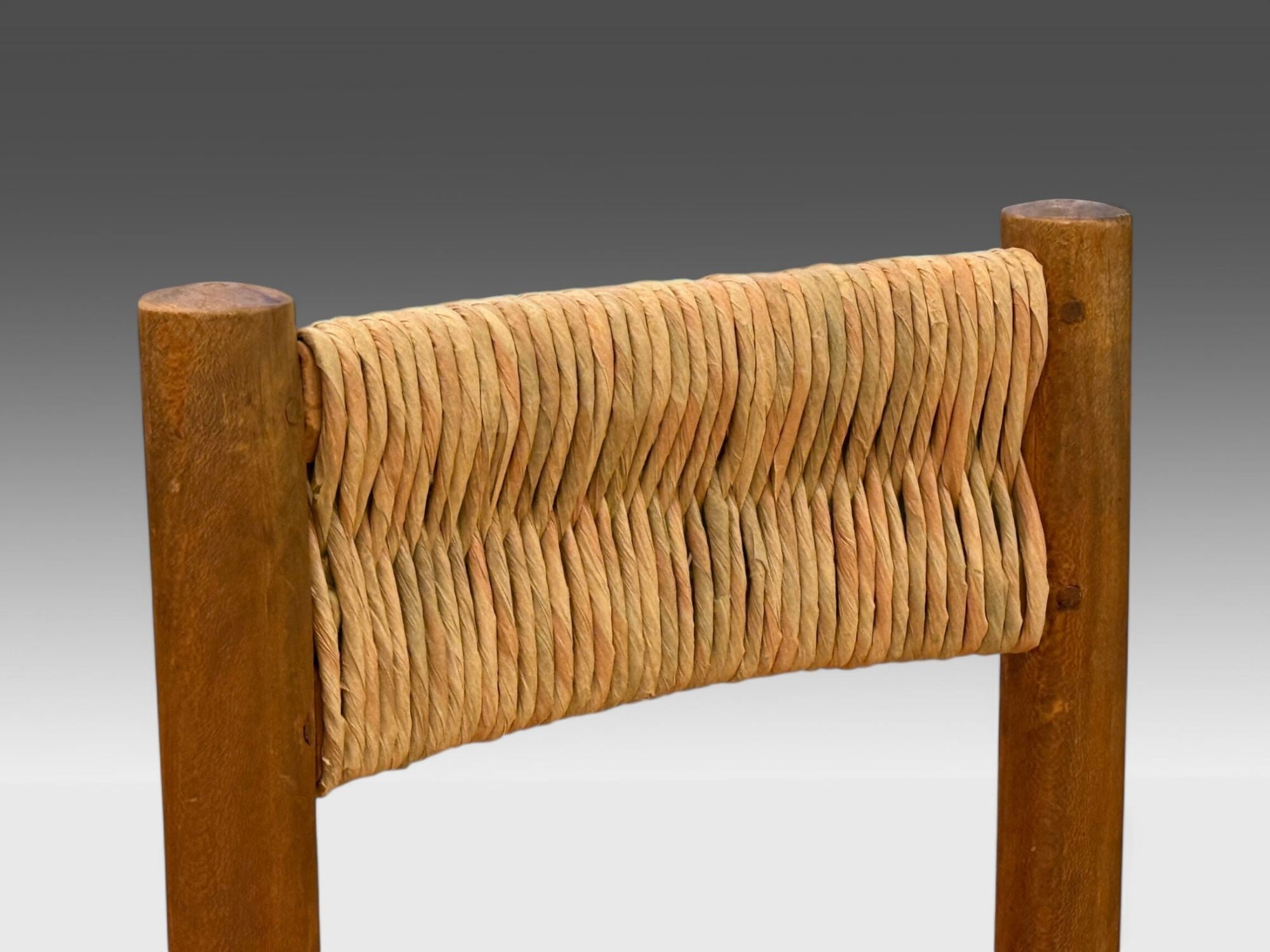 Charlotte Perriand, French Mid-Century, Early Straw-Back Meribel Chairs c. 1946