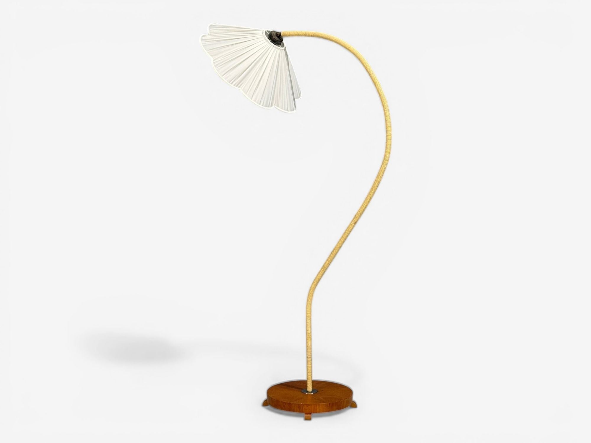 Swedish Modern, Organic Floor Lamp, Cord, Wood, Sweden, 1940s