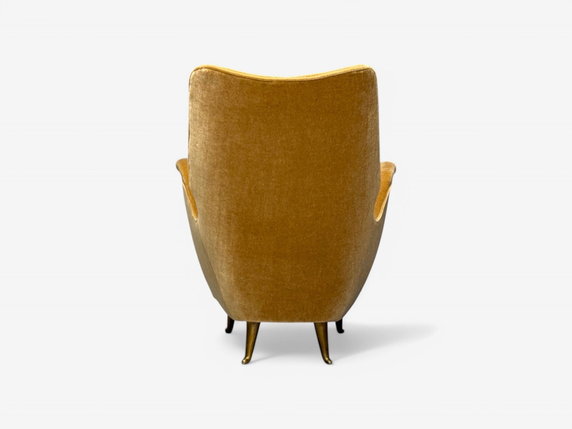 ISA Bergamo, Italian Mid-Century, Bronze, Camel Mohair, Lounge Chairs, 1950s