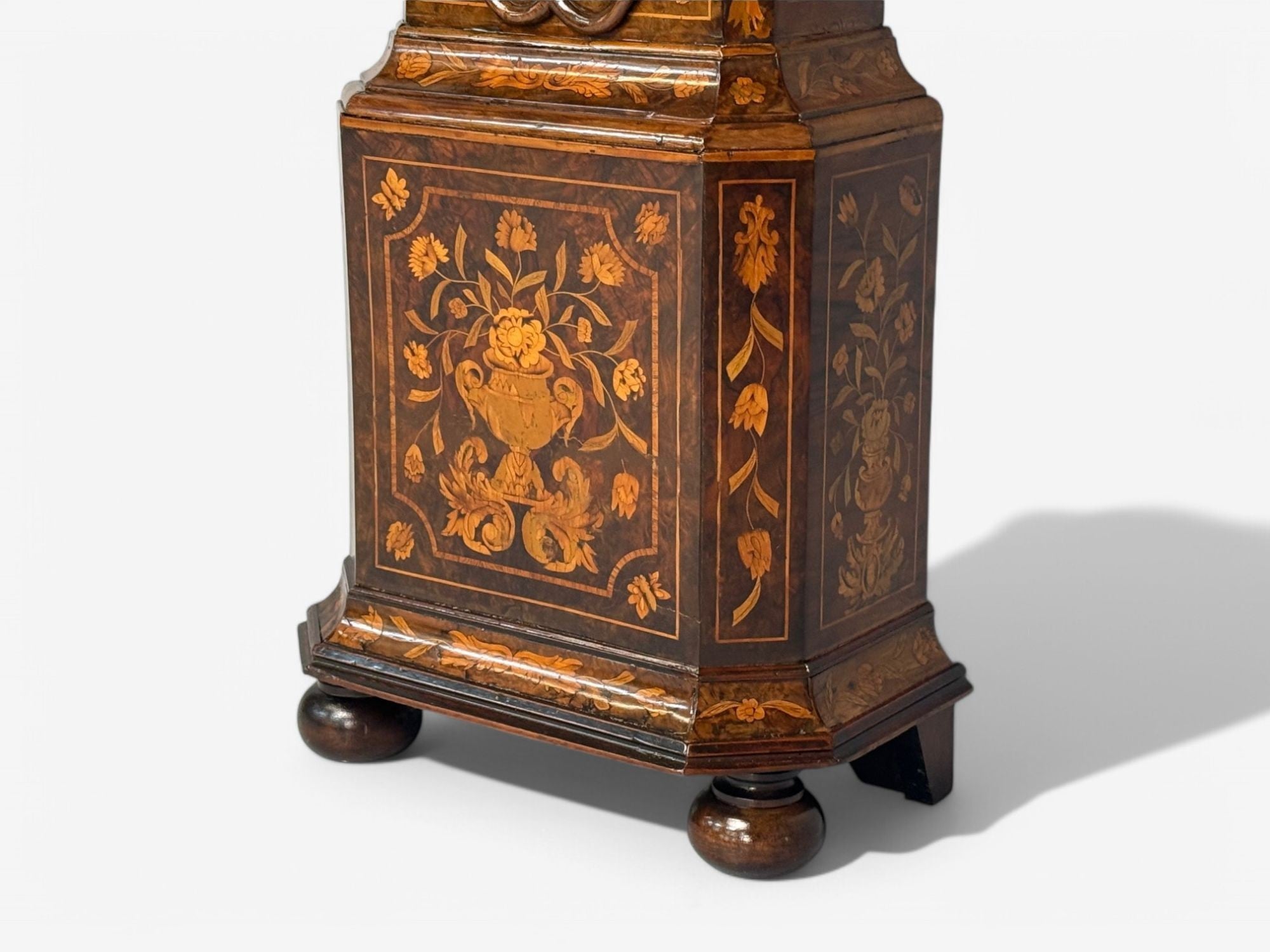 JP Kroese, Dutch Baroque, Marquetry, Moon Face Dial, Grandfather Clock, 18th C