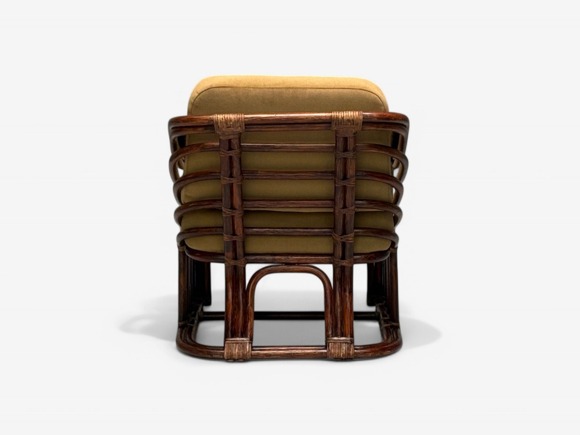 Brown Jordan, Mid-Century Modern, Bamboo, Camel Fabric, Lounge Chairs, 1960s