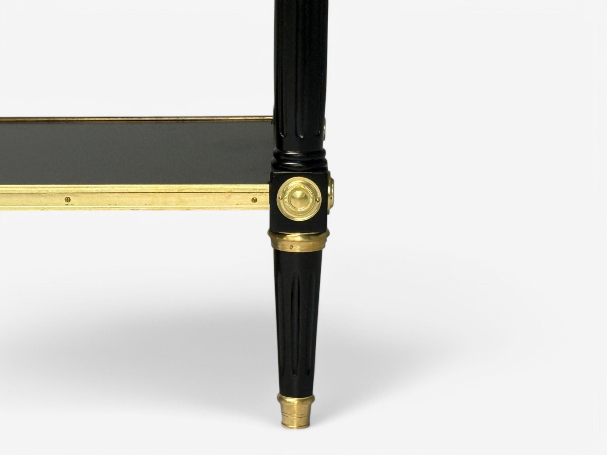 Maison Jansen attr, Hollywood Regency, Satin Black Mahogany, Large Console Table