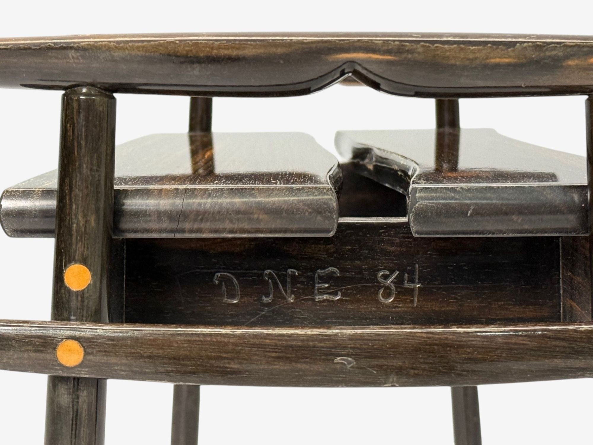 David Ebner, American Studio Craft, Ebony Wood, Rare Torii Side Table, USA, 1984