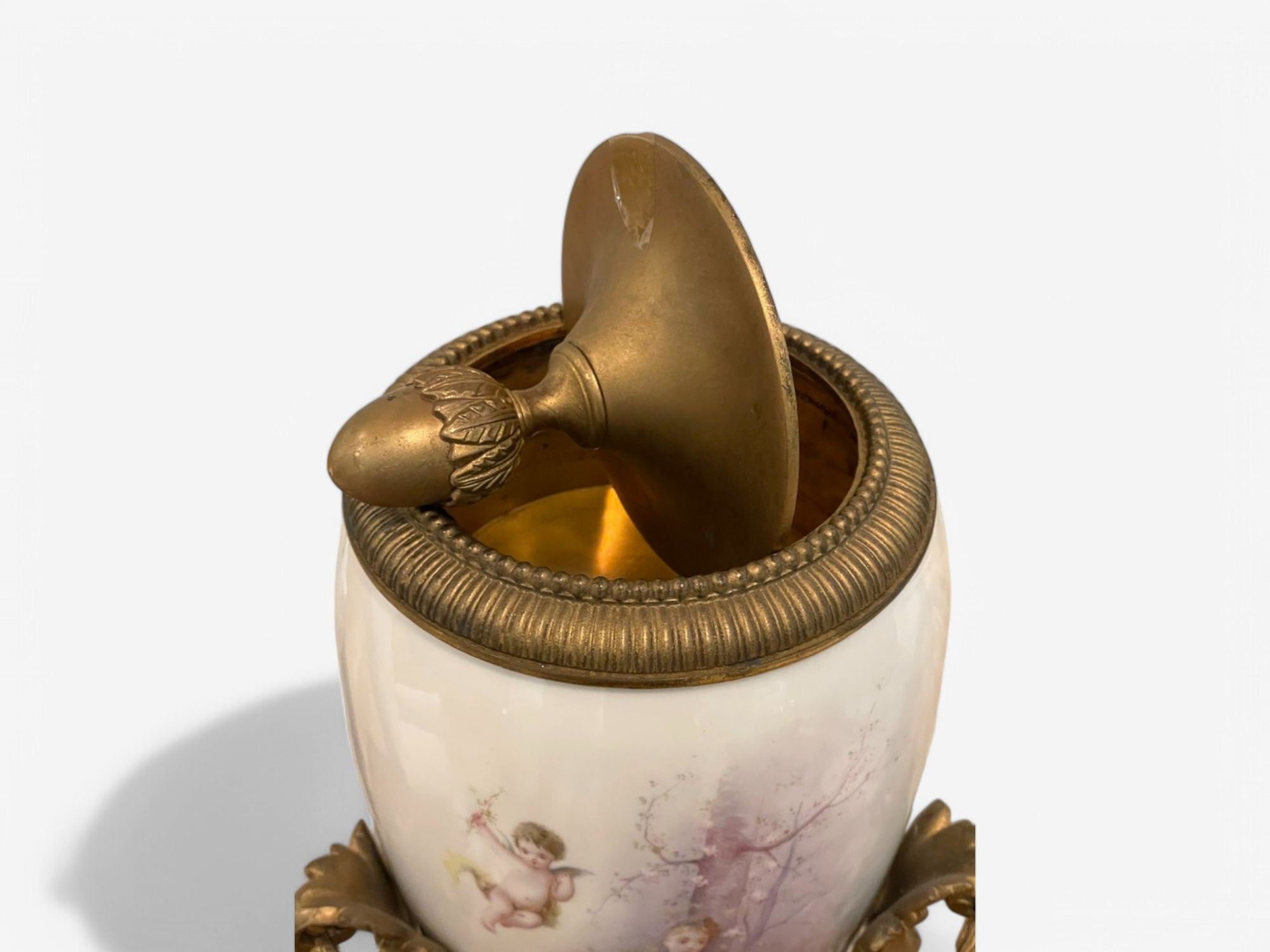 Sevres Style, Porcelain, Bronze, Urn with Allegory Scene of Nude Woman, 1930s