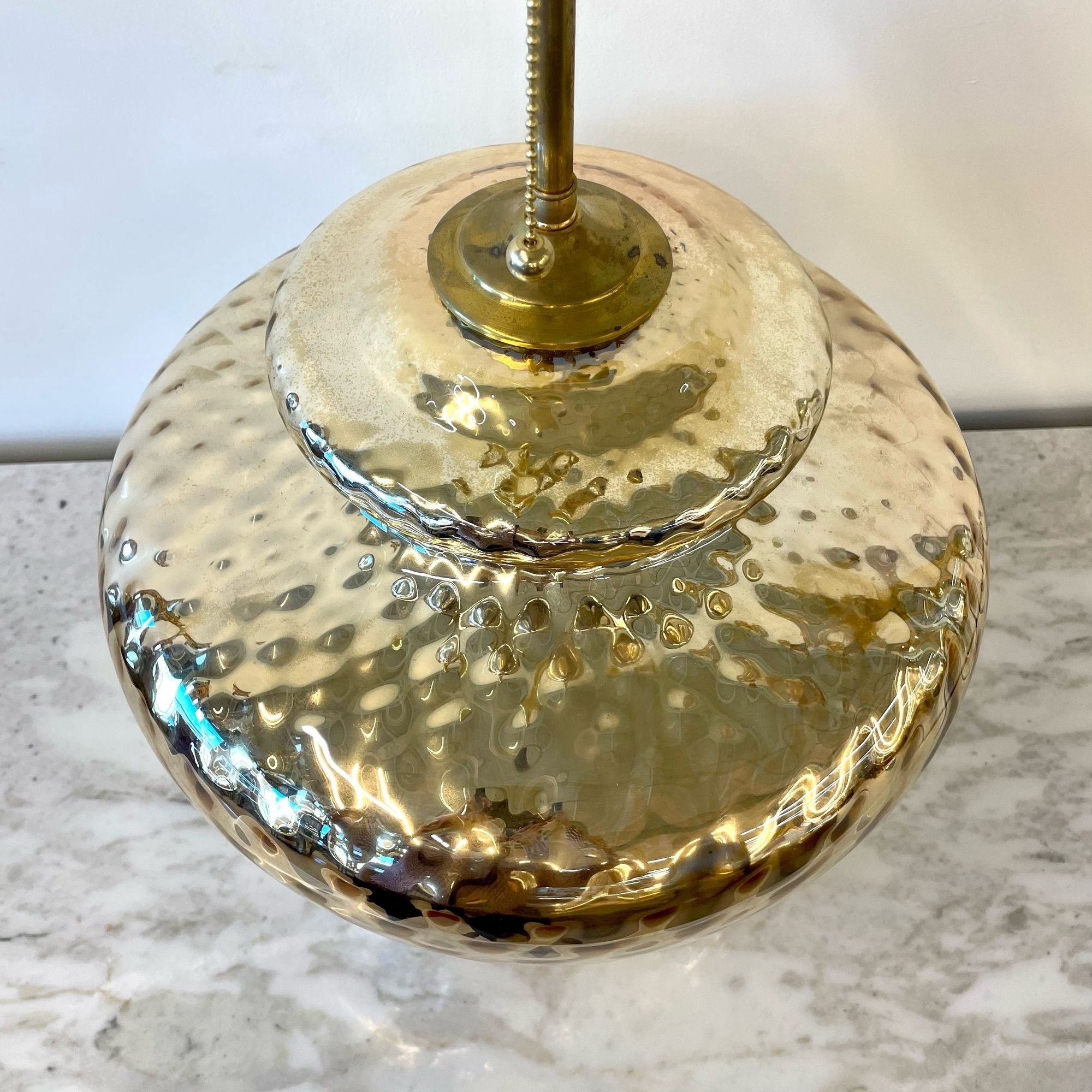 Single Large Mid-Century Modern Table Lamp, Mercury Glass, Brass, Jar, Urn Shape