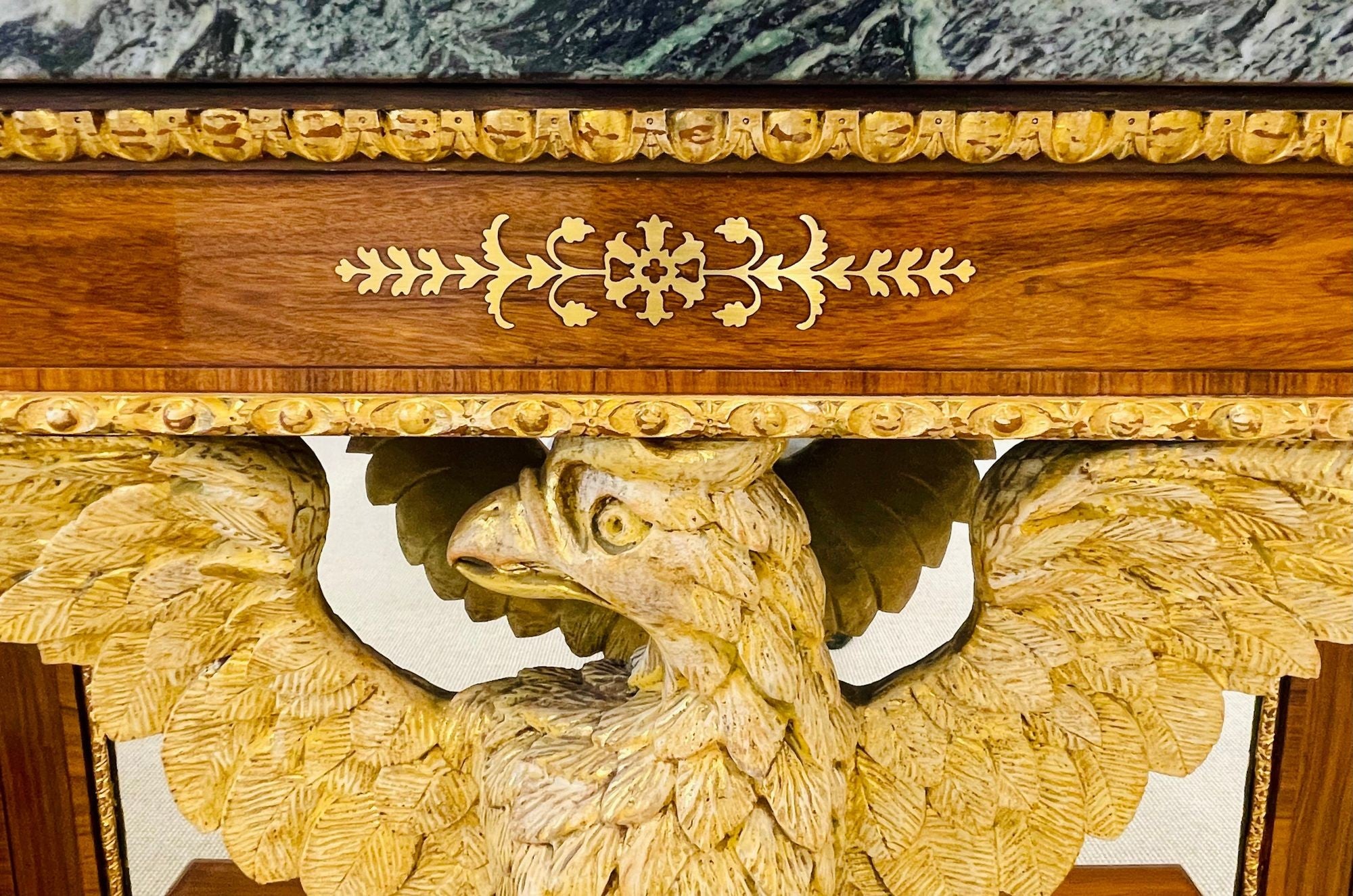 Pair of Monumental Federal Style Console Table with Carved Opposing Eagles