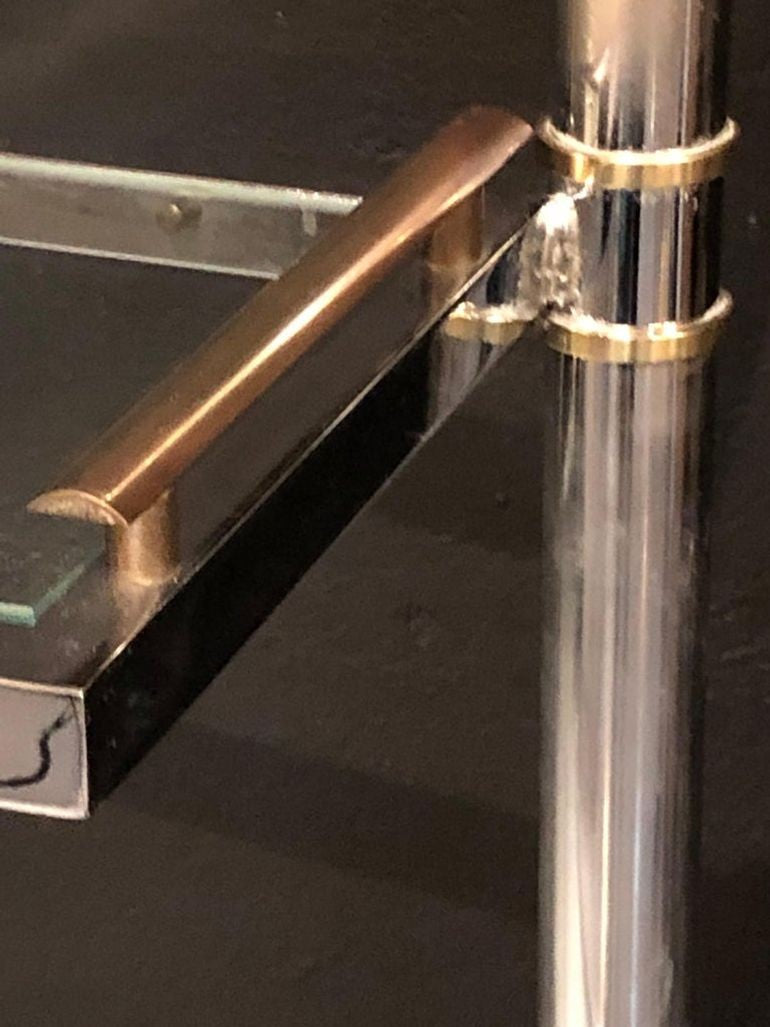 Maison Jansen Style Hollywood Regency Étagère, Bookcase, Brass and Steel Design