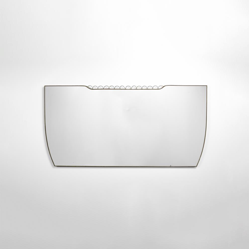 Osvaldo Borsani Attr, Monumental Wall Mirror, Tinted Mirror, Brass, Italy, 1940s
