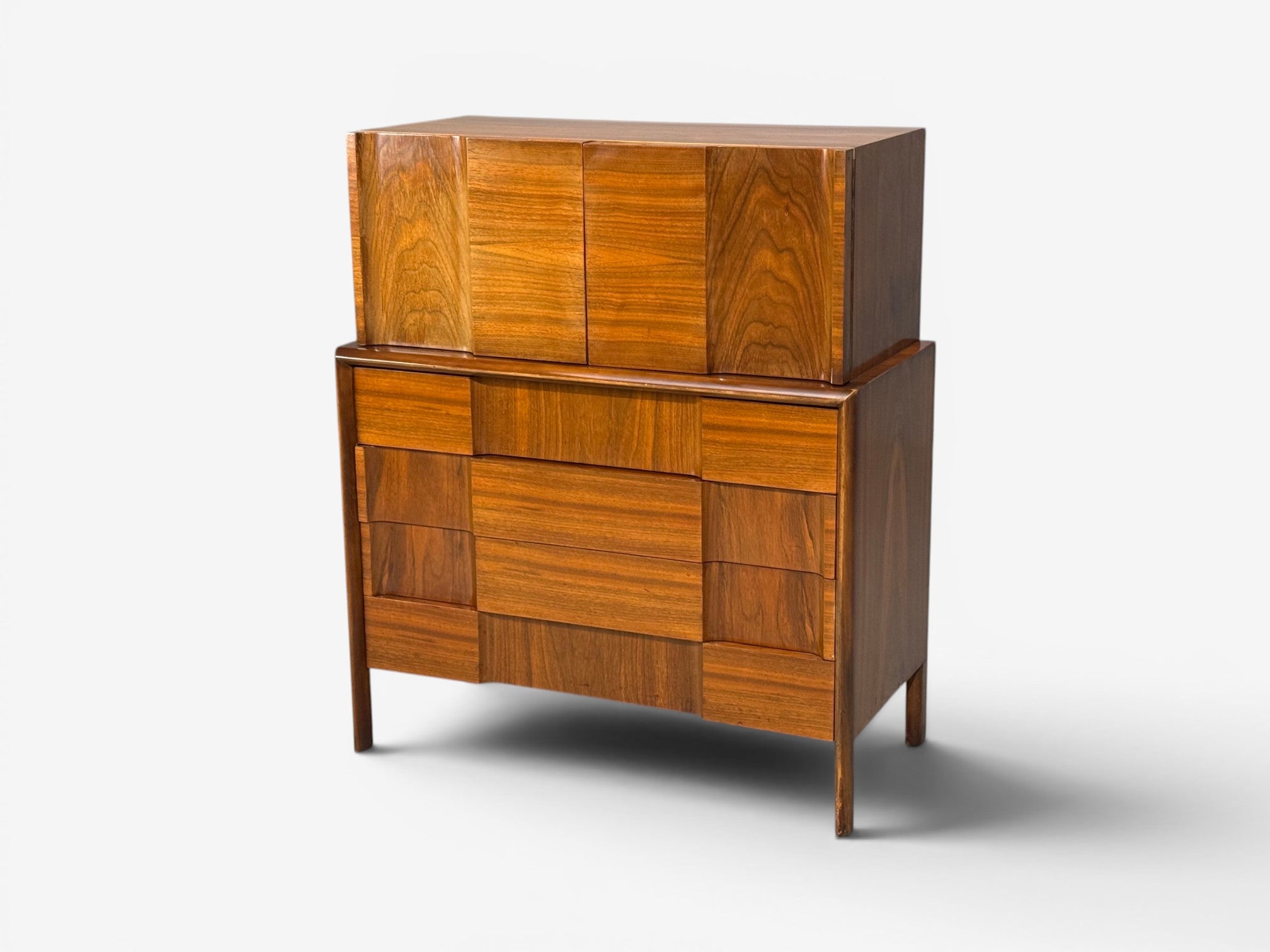 Edmond J. Spence, Sculptural Highboy, Walnut, Sweden, 1950s
