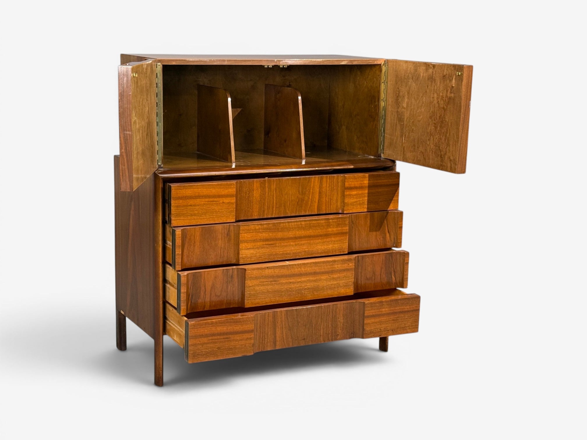 Edmond J. Spence, Sculptural Highboy, Walnut, Sweden, 1950s