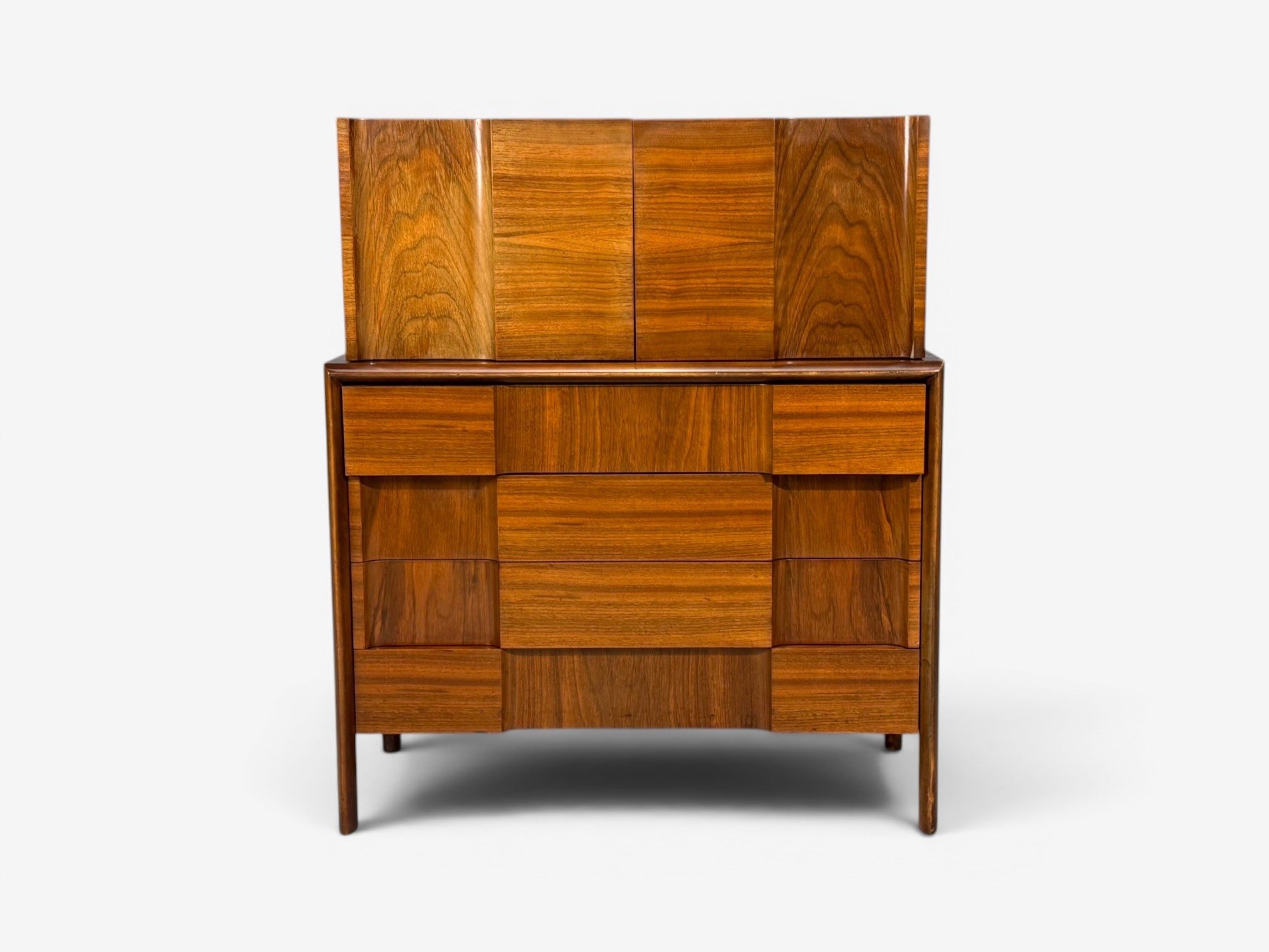Edmond J. Spence, Sculptural Highboy, Walnut, Sweden, 1950s