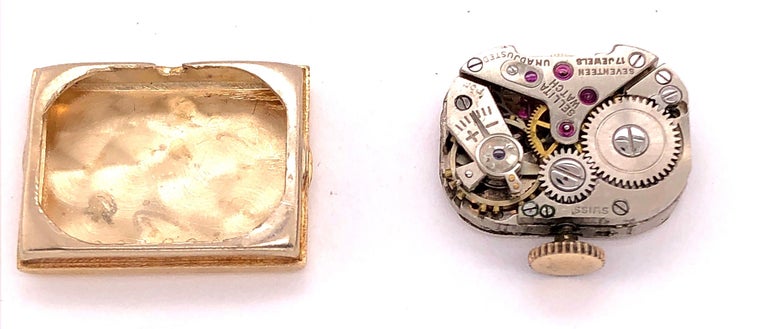 Mid Century Modern Eloga Ladies 14 Karat Yellow Gold Bracelet Wrist Watch