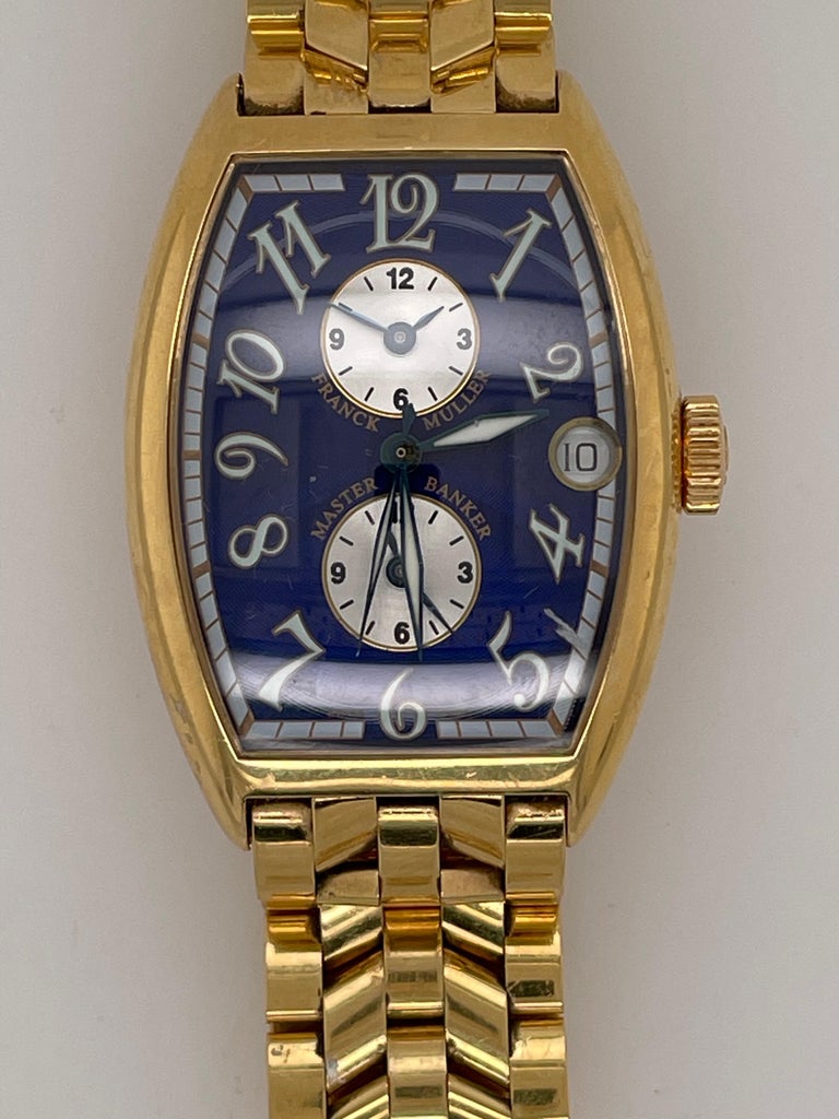 Franck Muller Master Banker 18K Gold Blue Dial Men’s Automatic Watch 5850 MB