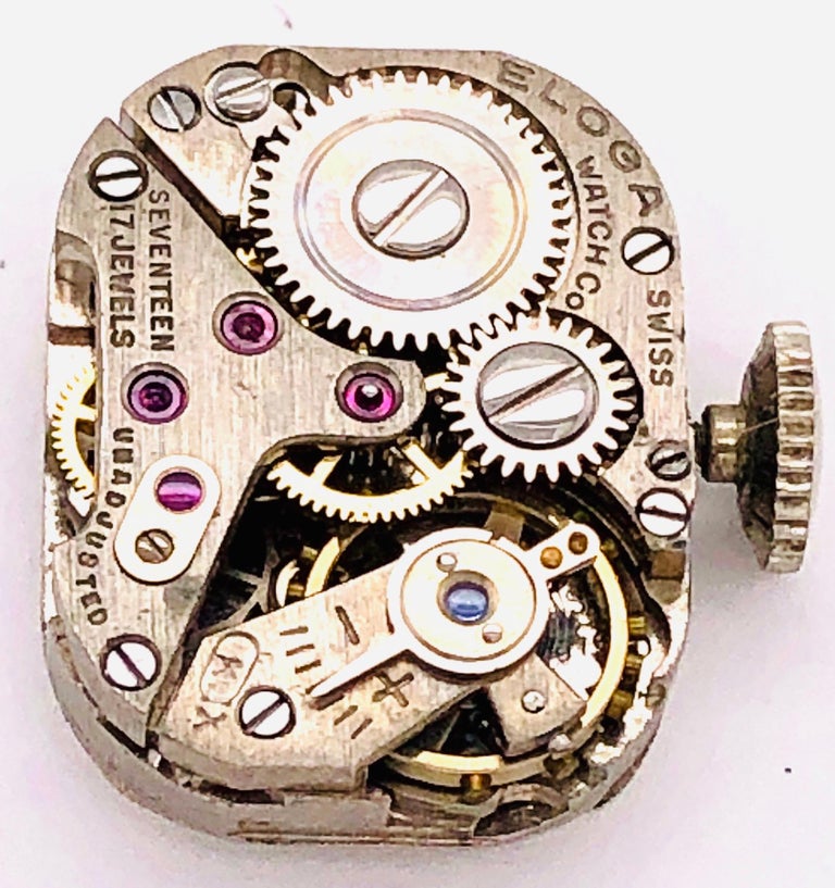 Art Deco Style 14 Karat White Gold Eloga Ladies Wristwatch with 17 Jewels