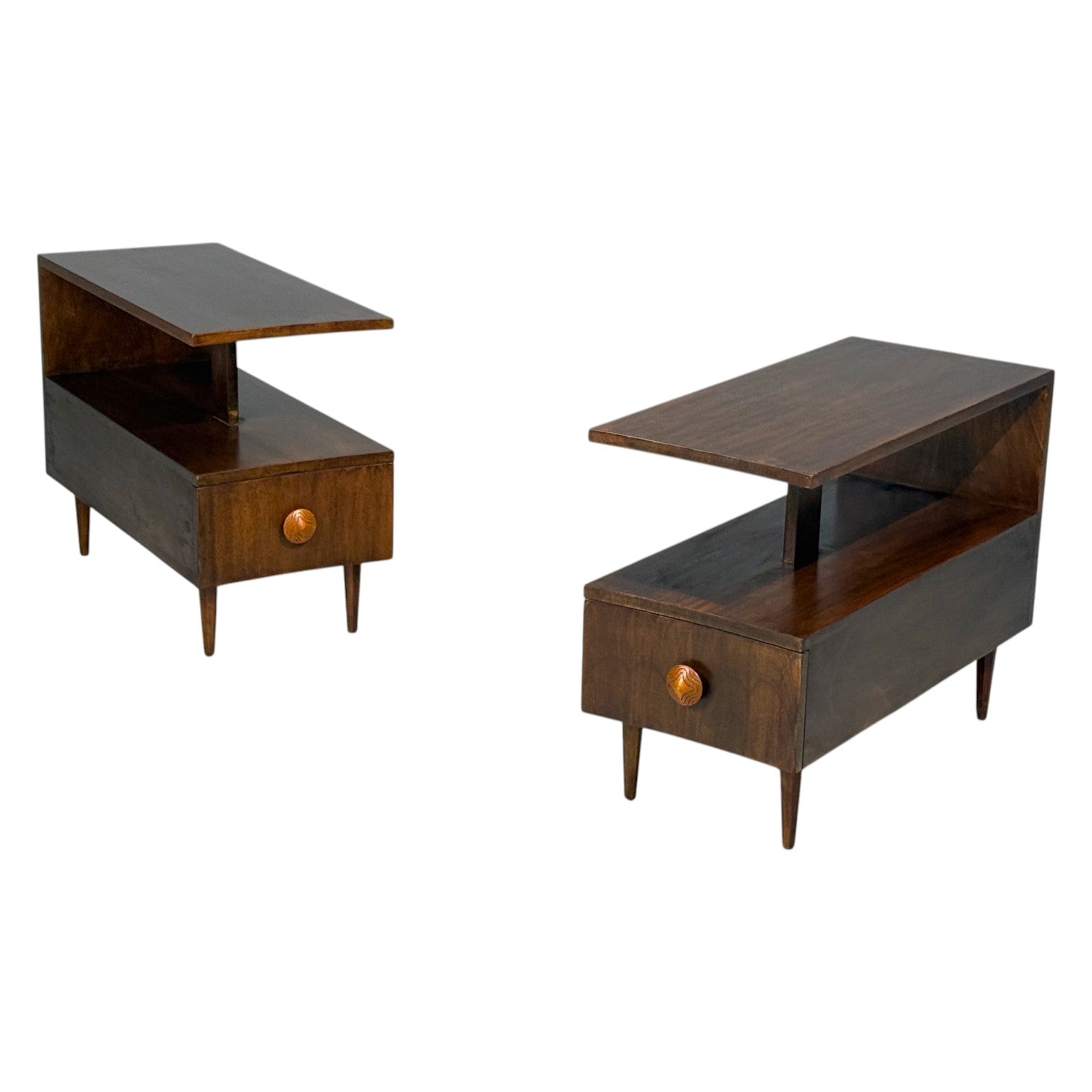 Gilbert Rohde, Rare Paldao End Tables, Walnut, USA, 1940s