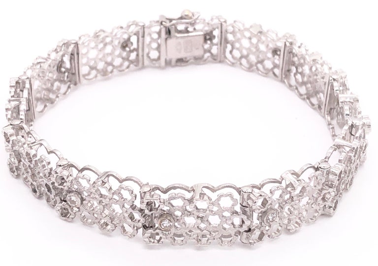 14 Karat White Gold Contemporary Bracelet with Round Diamonds