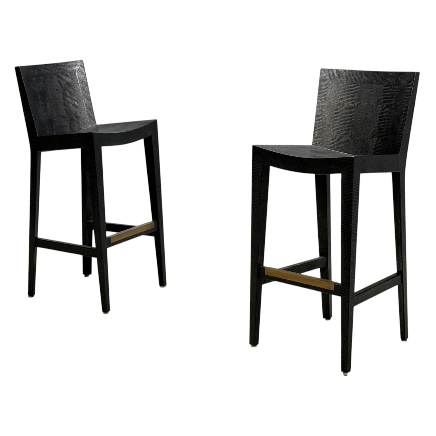 Karl Springer, JMF Barstools, Embossed Lizard Leather, Brass, USA, 1986