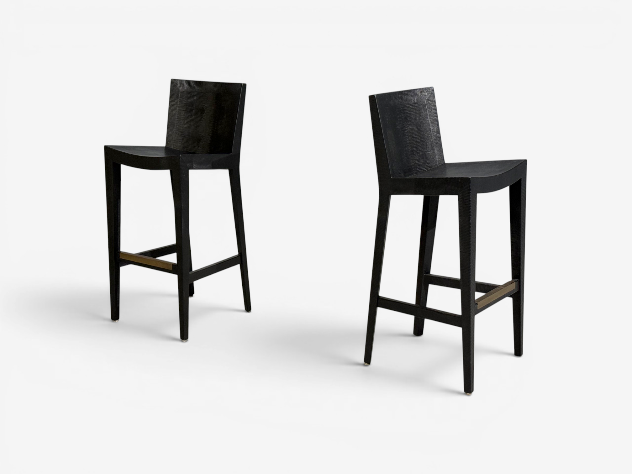 Karl Springer, JMF Barstools, Embossed Lizard Leather, Brass, USA, 1986