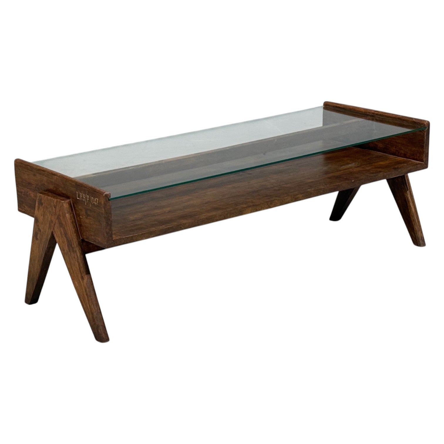 Pierre Jeanneret, Coffee Table, Teak, Glass, Chandigarh, India, 1960s