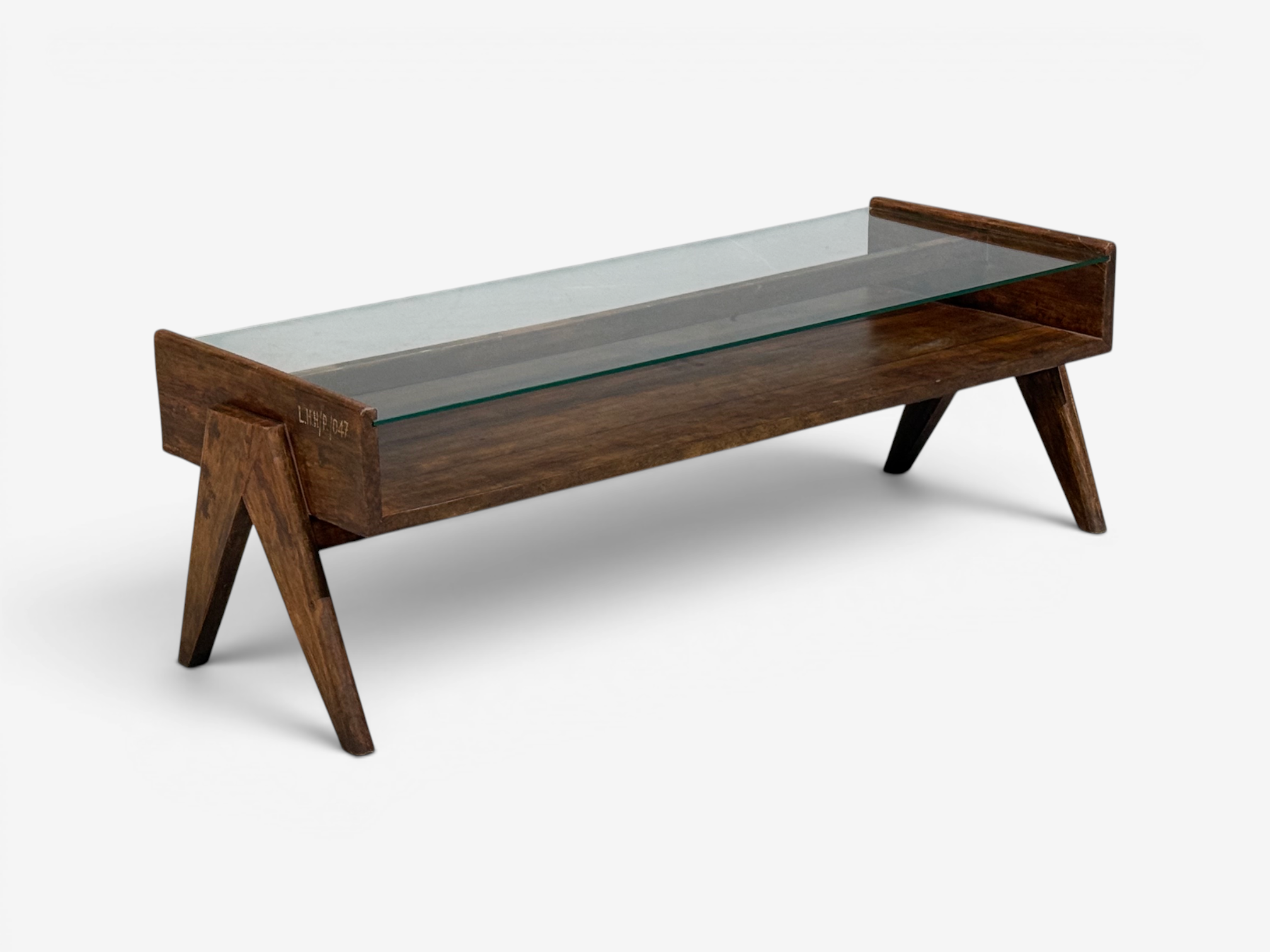 Pierre Jeanneret, Coffee Table, Teak, Glass, Chandigarh, India, 1960s