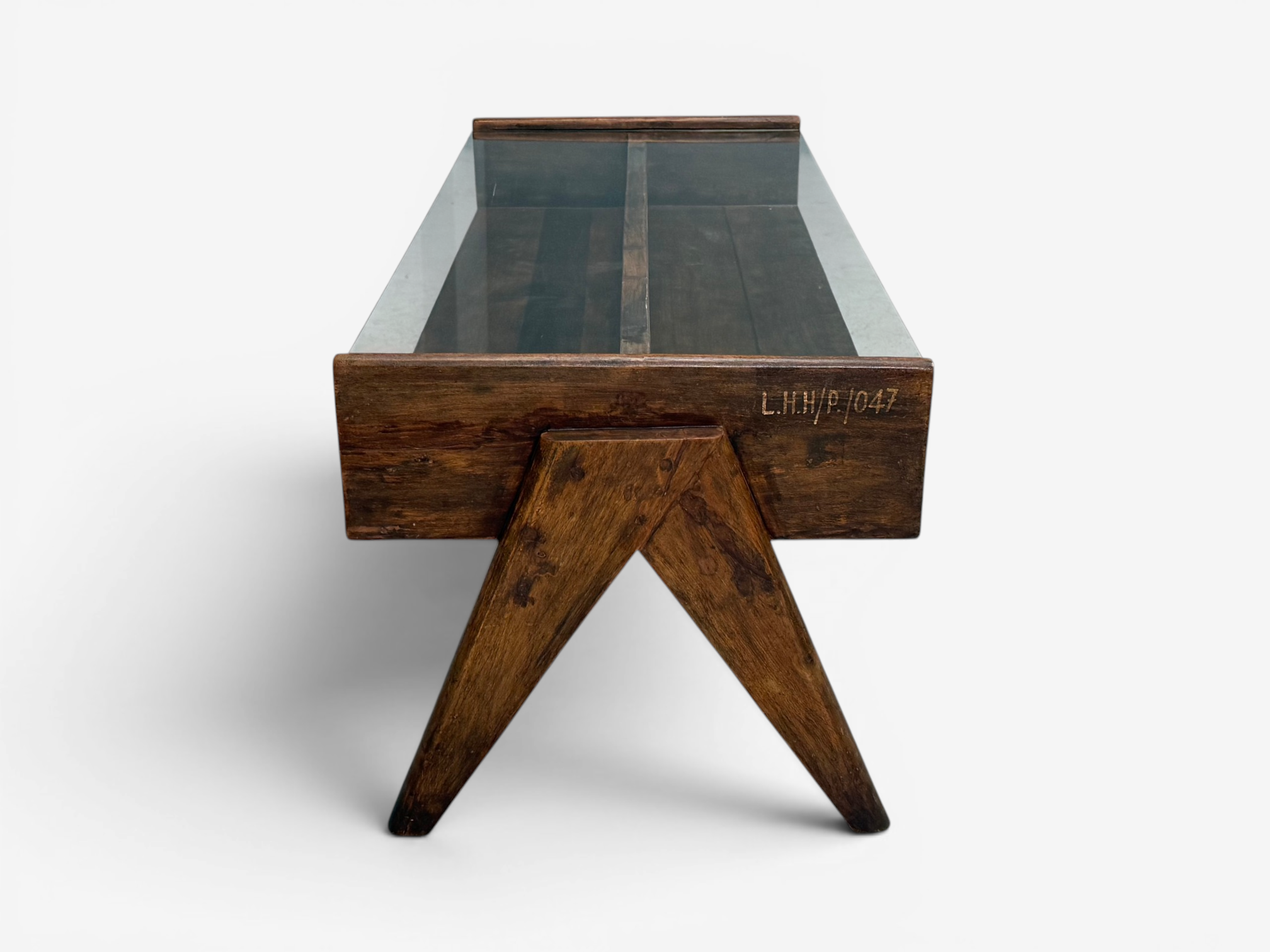 Pierre Jeanneret, Coffee Table, Teak, Glass, Chandigarh, India, 1960s