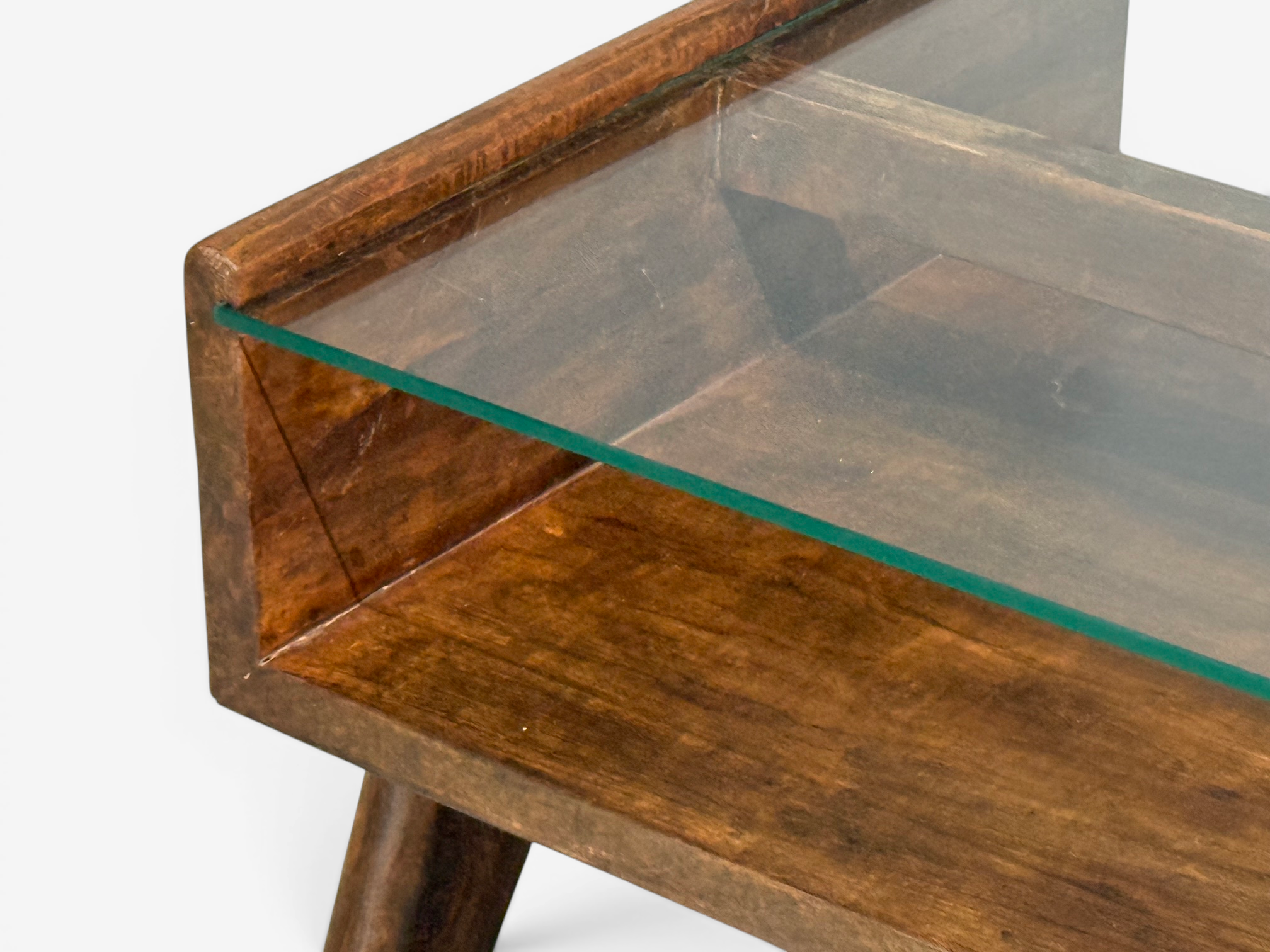 Pierre Jeanneret, Coffee Table, Teak, Glass, Chandigarh, India, 1960s