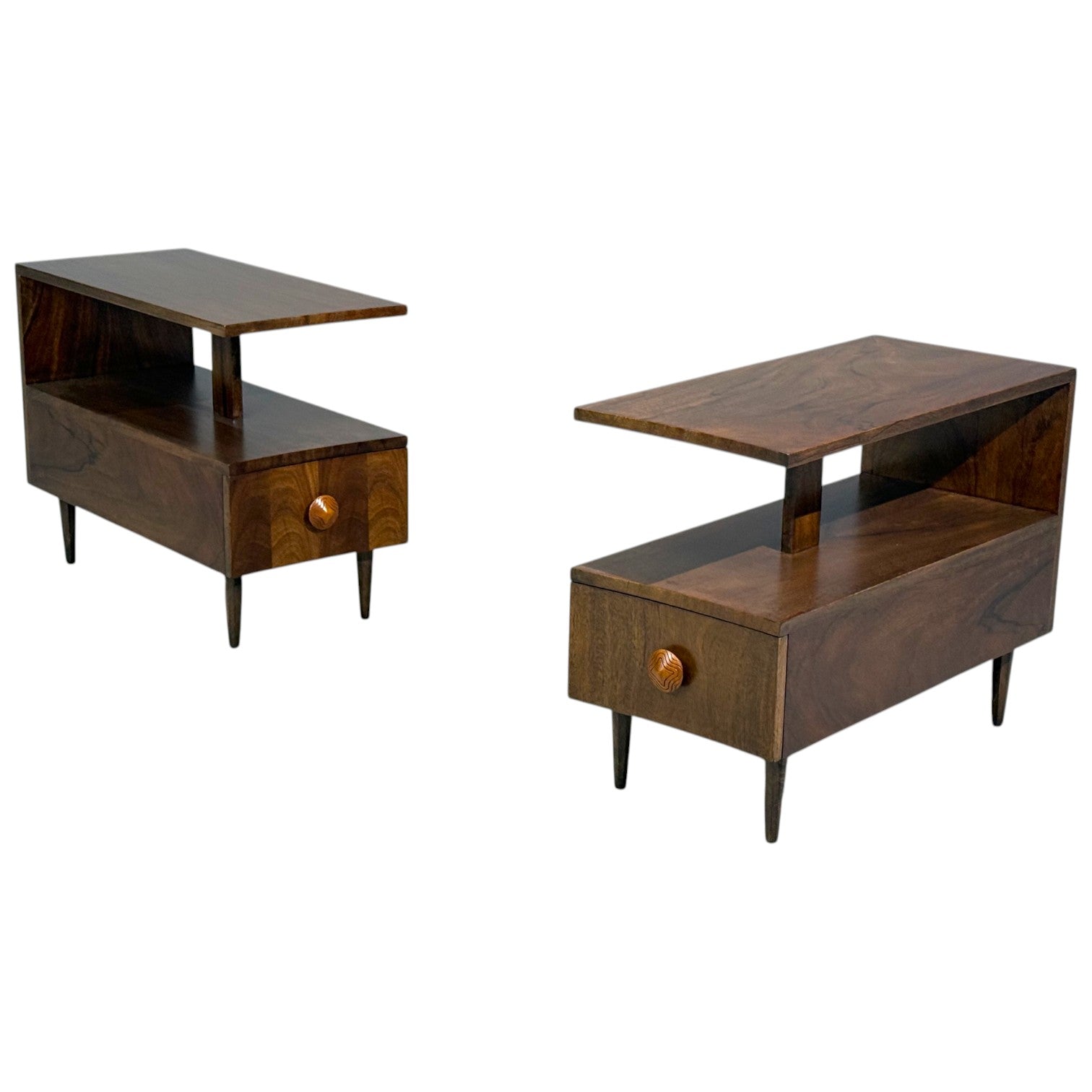 Gilbert Rohde, Rare Paldao End Tables, Walnut, USA, 1940s