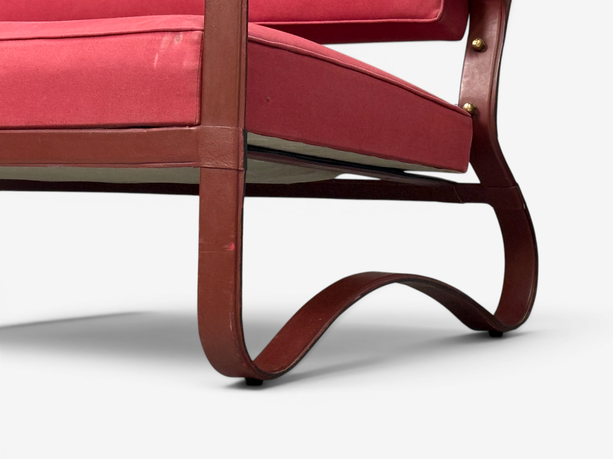 Jacques Adnet, Rare Two Seater Sofas, Leather, Steel, France, 1950s