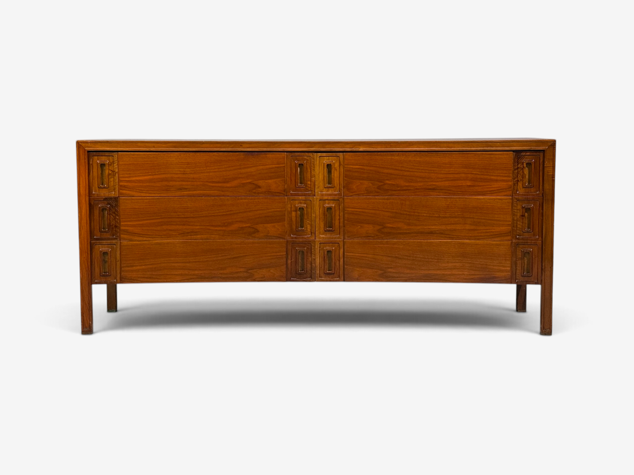 Edmond Spence, Concave Dresser, Stained Wood, Brass, Sweden, 1950s